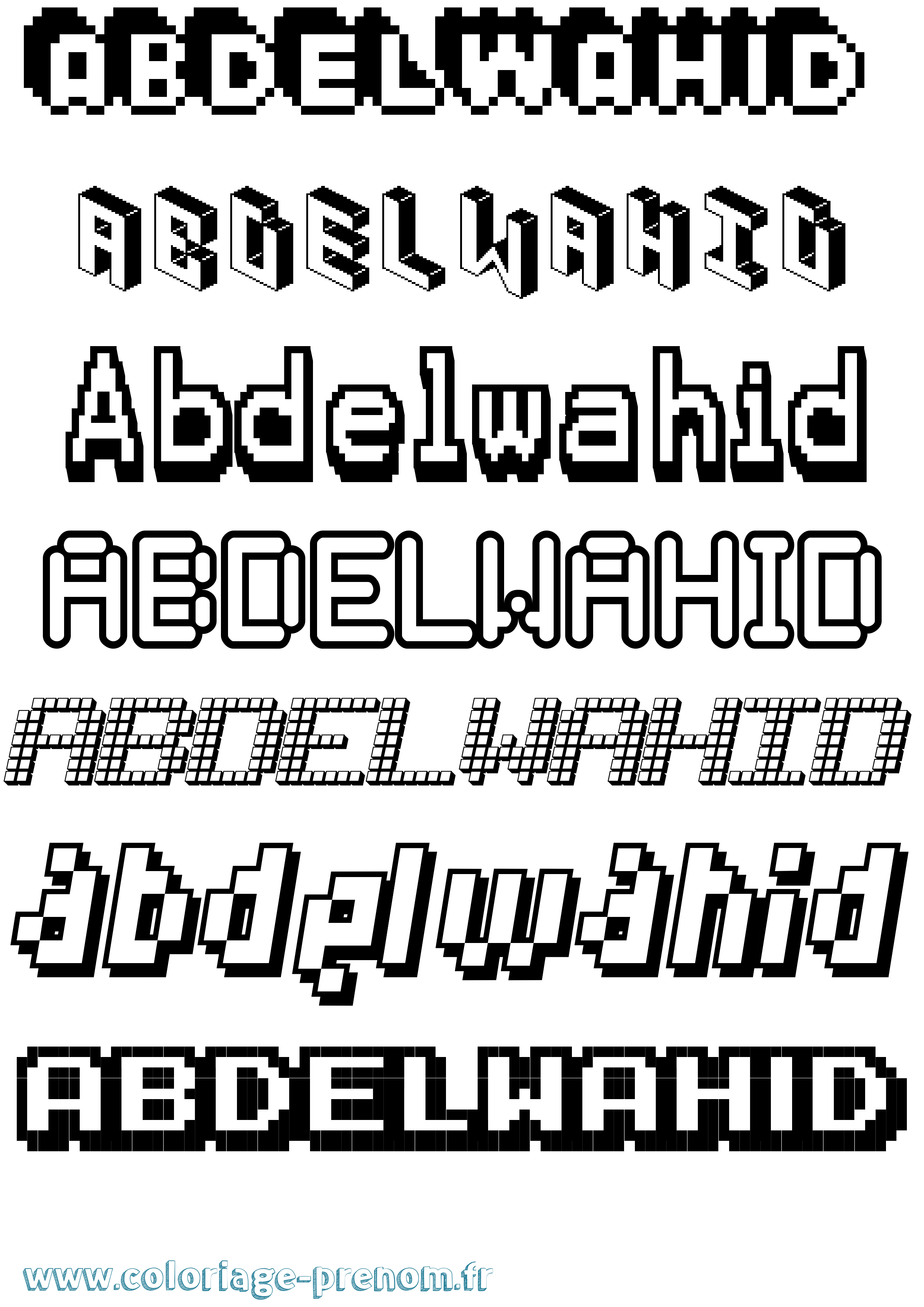 Coloriage prénom Abdelwahid Pixel