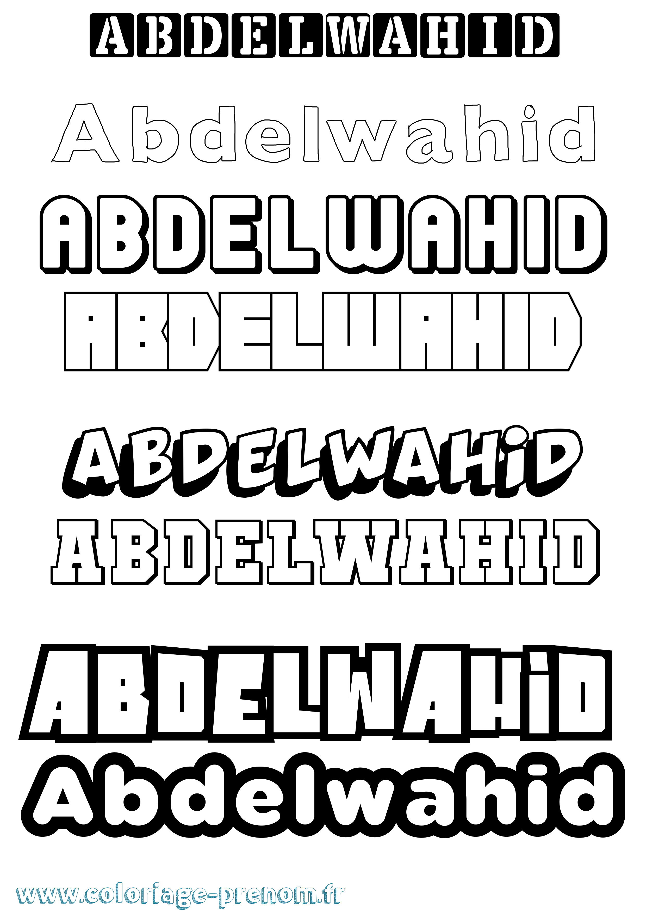 Coloriage prénom Abdelwahid Simple