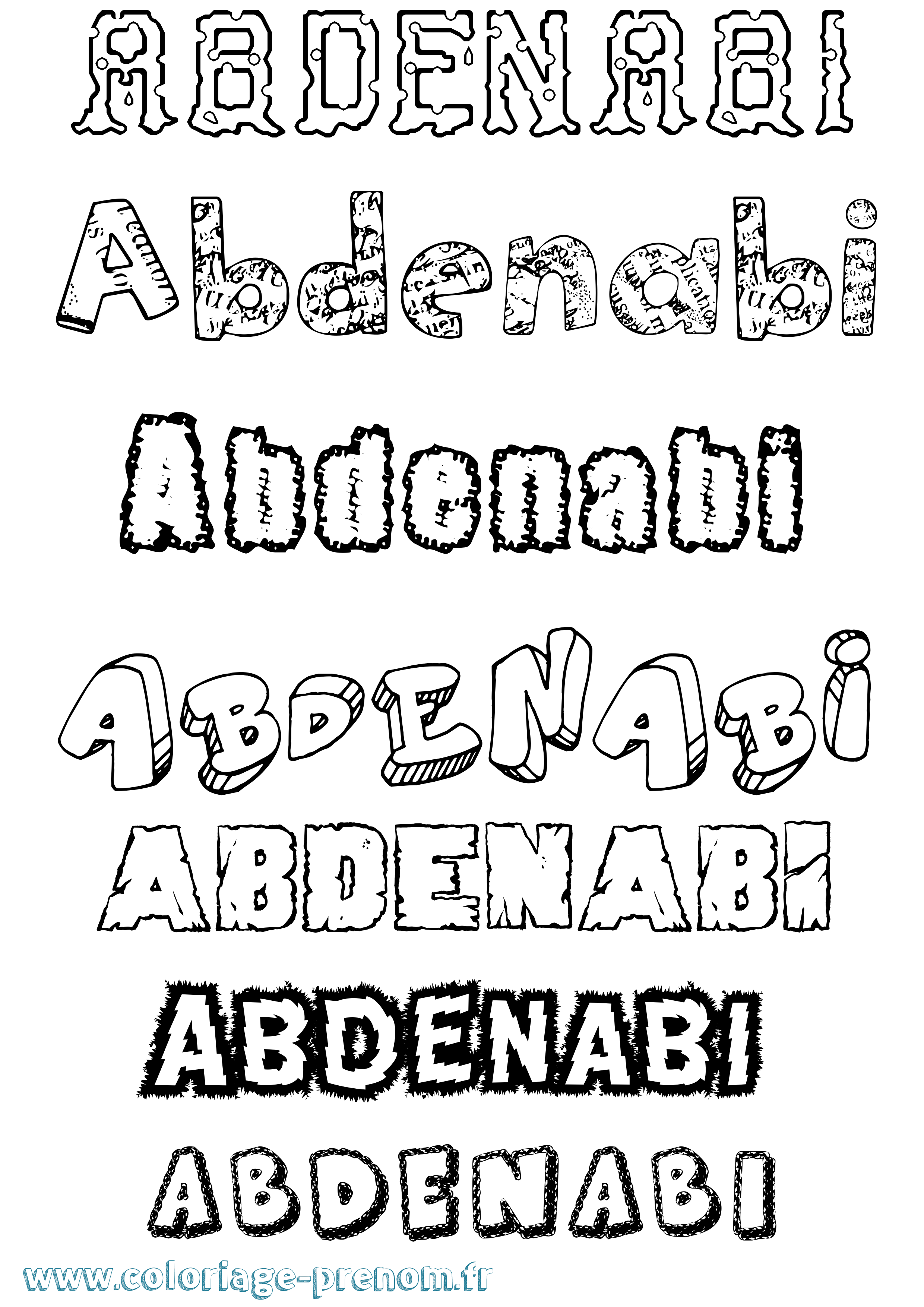Coloriage prénom Abdenabi Destructuré