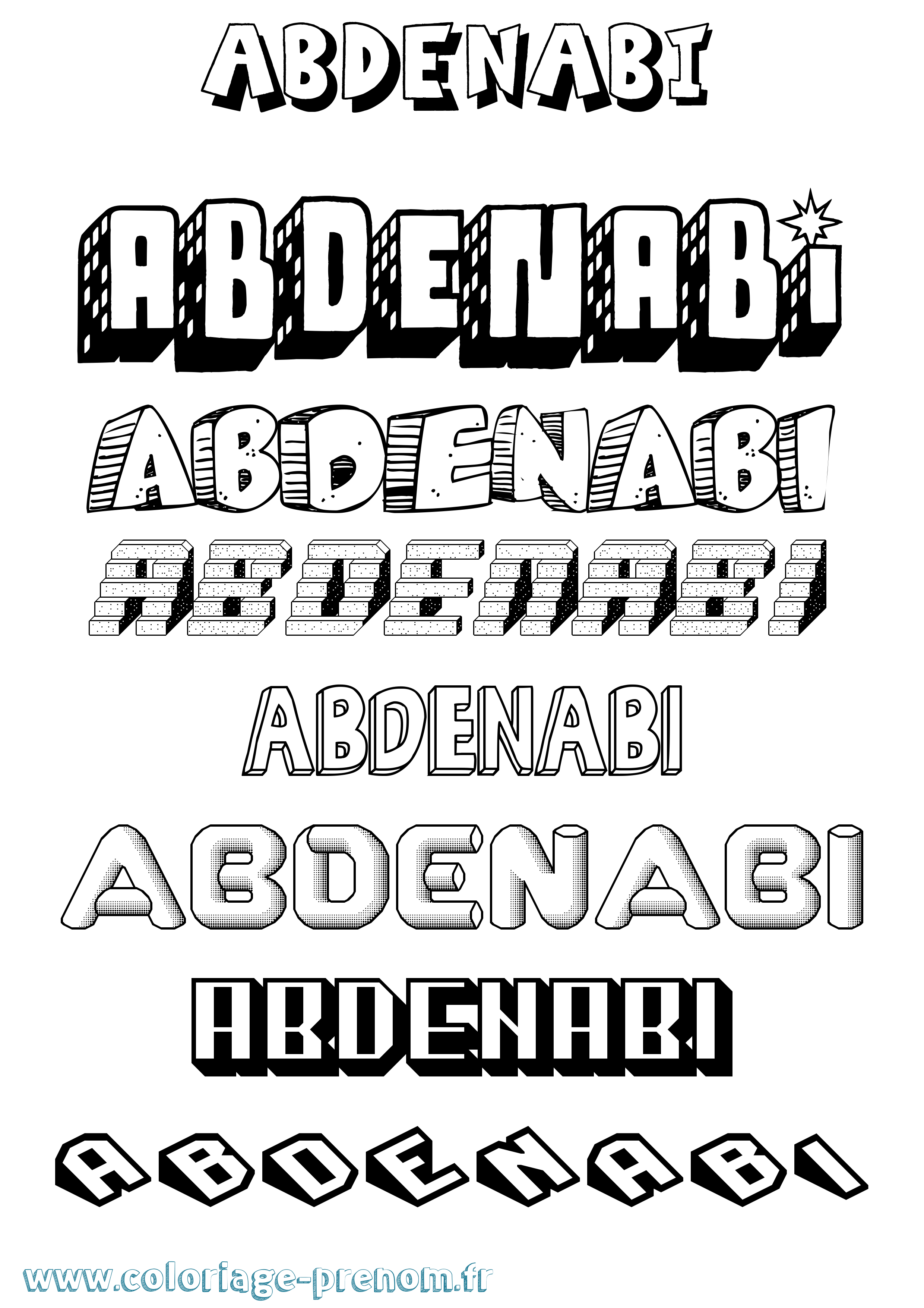 Coloriage prénom Abdenabi Effet 3D