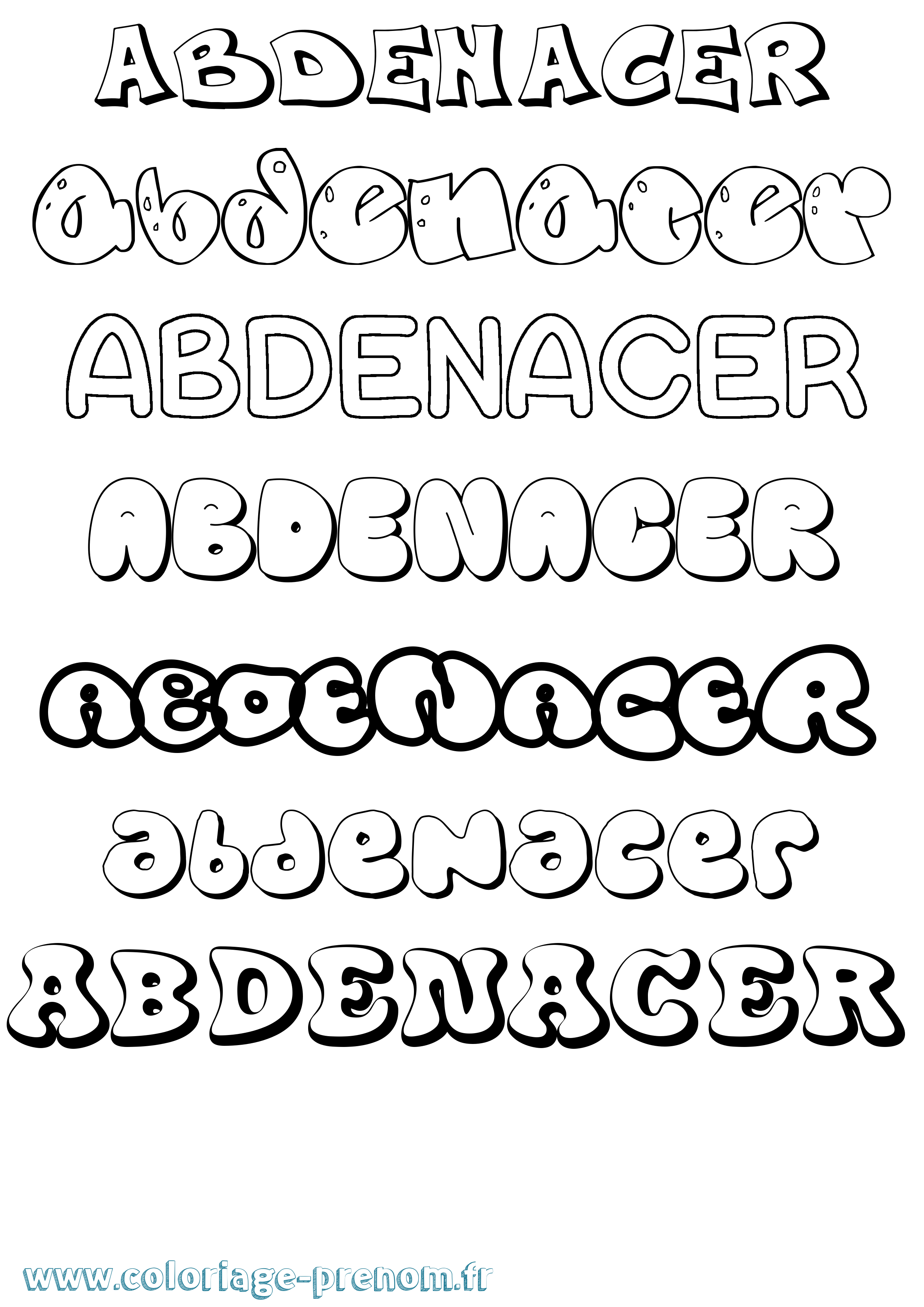 Coloriage Abdenacer Bubble Coloriage prénom Abdenacer Bubble
