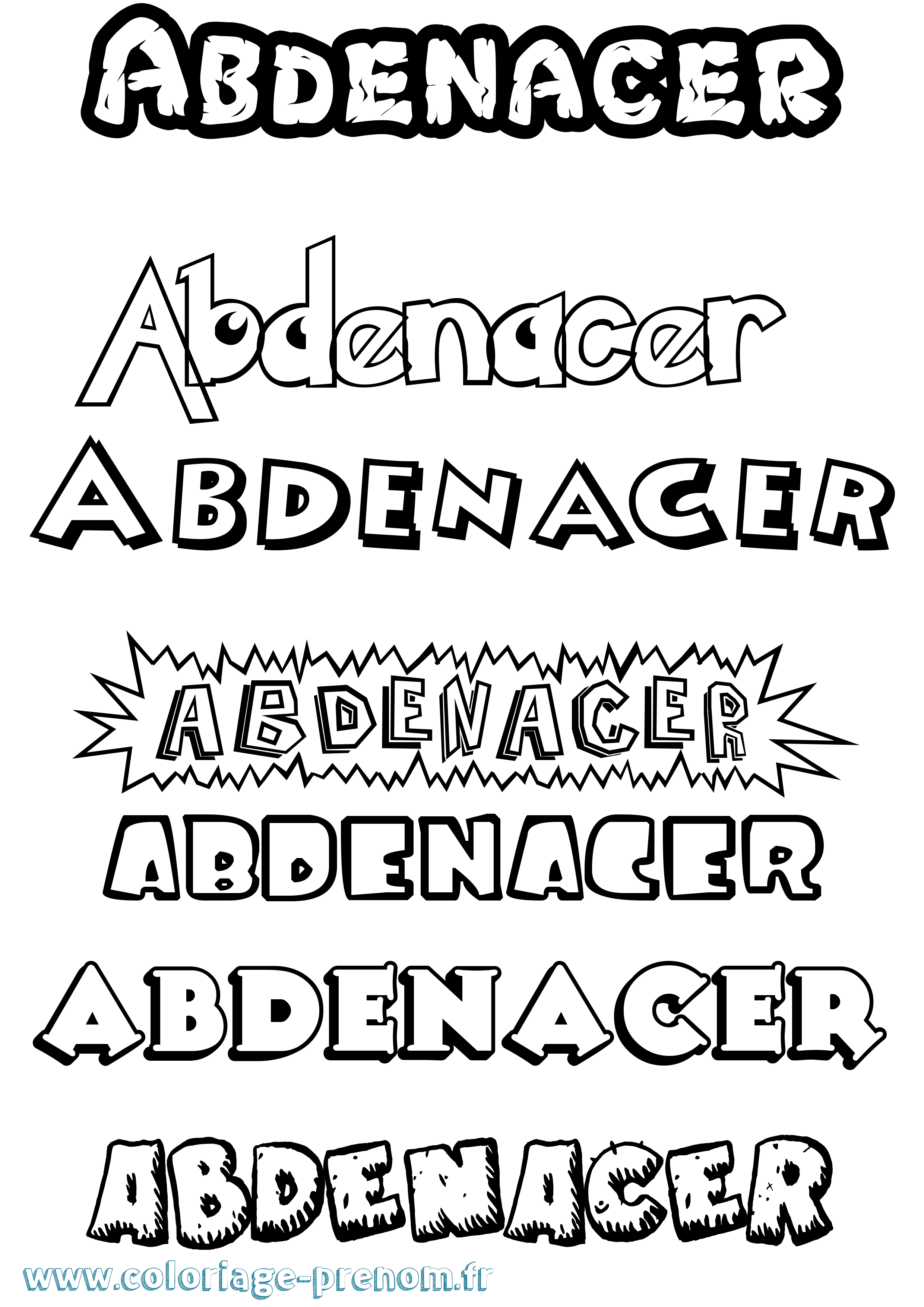 Coloriage Abdenacer Dessin Animé Coloriage prénom Abdenacer Dessin Animé