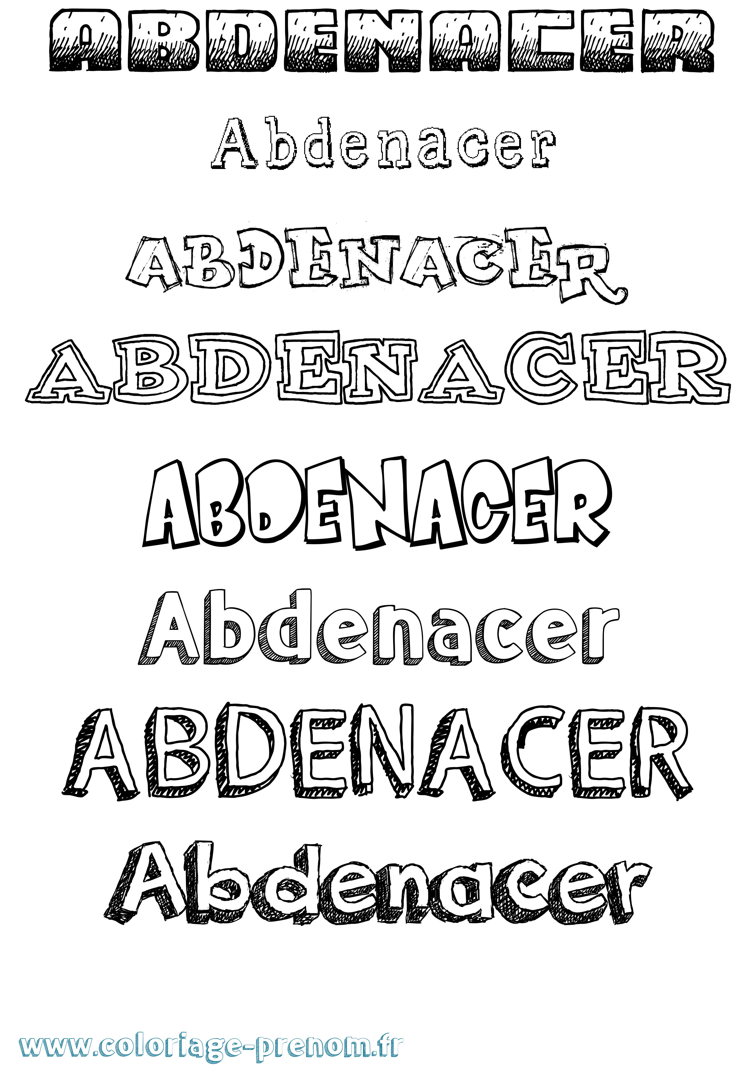 Coloriage Abdenacer Dessiné Coloriage prénom Abdenacer Dessiné