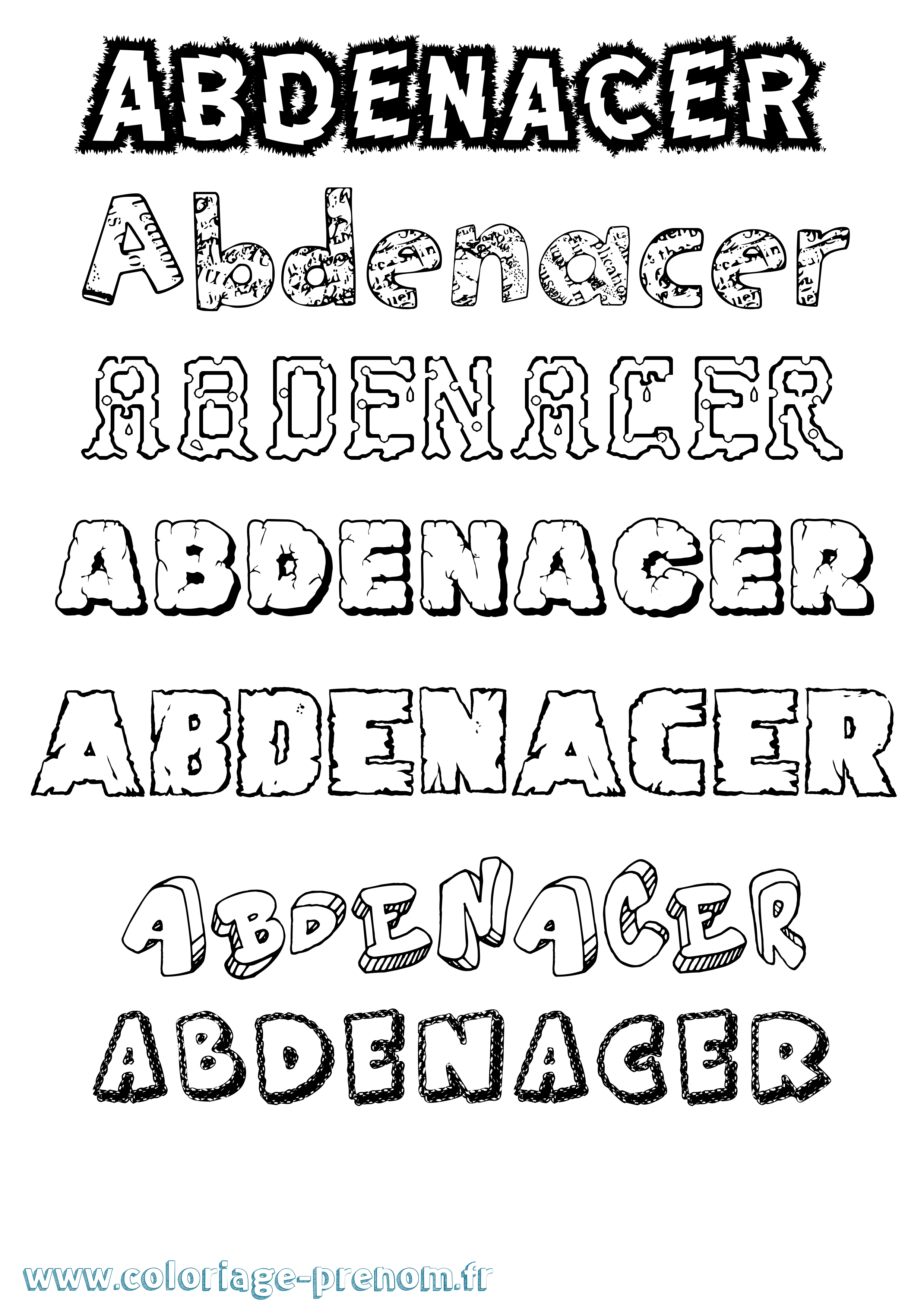 Coloriage Abdenacer Destructuré Coloriage prénom Abdenacer Destructuré