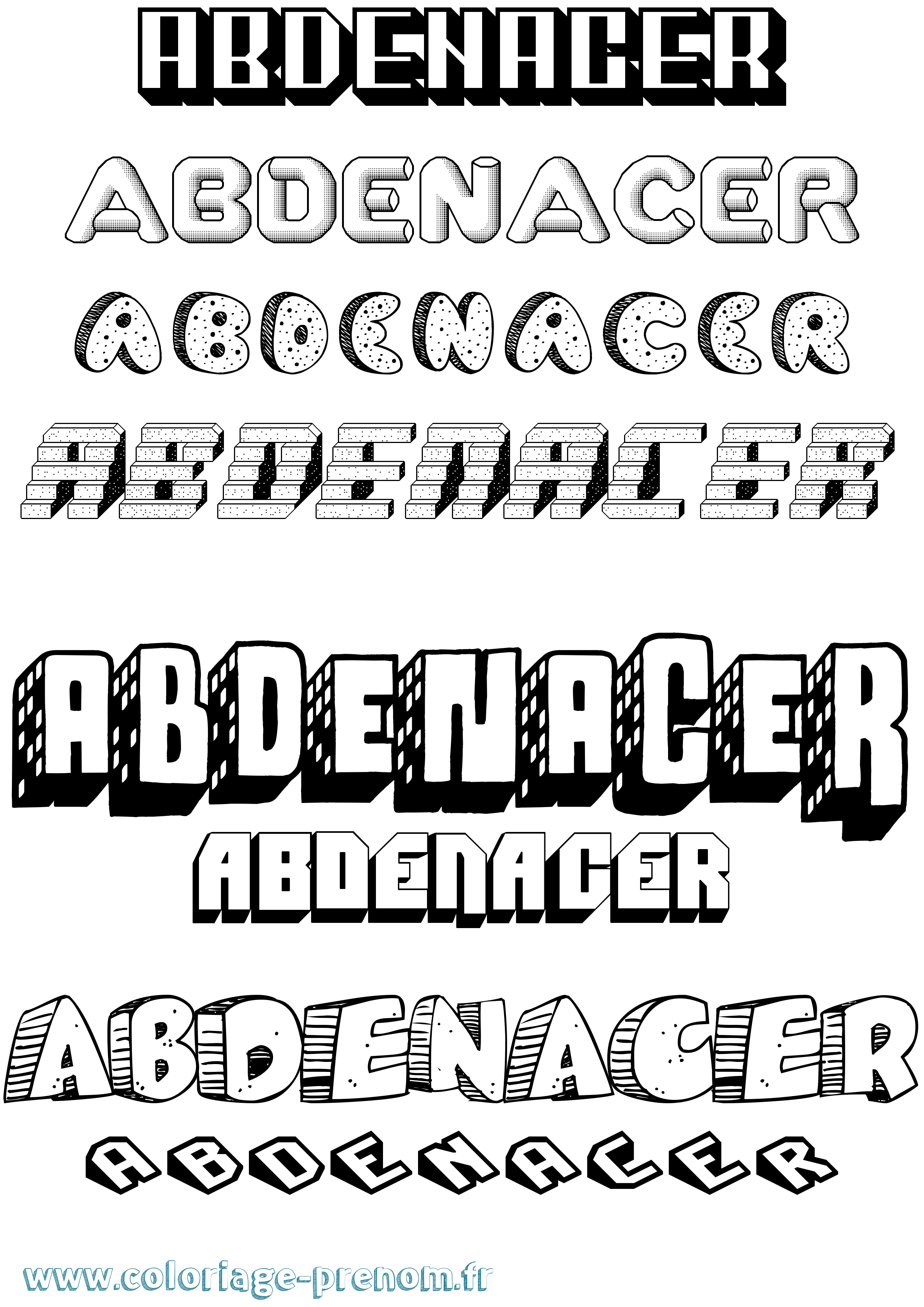 Coloriage Abdenacer Effet 3D Coloriage prénom Abdenacer Effet 3D