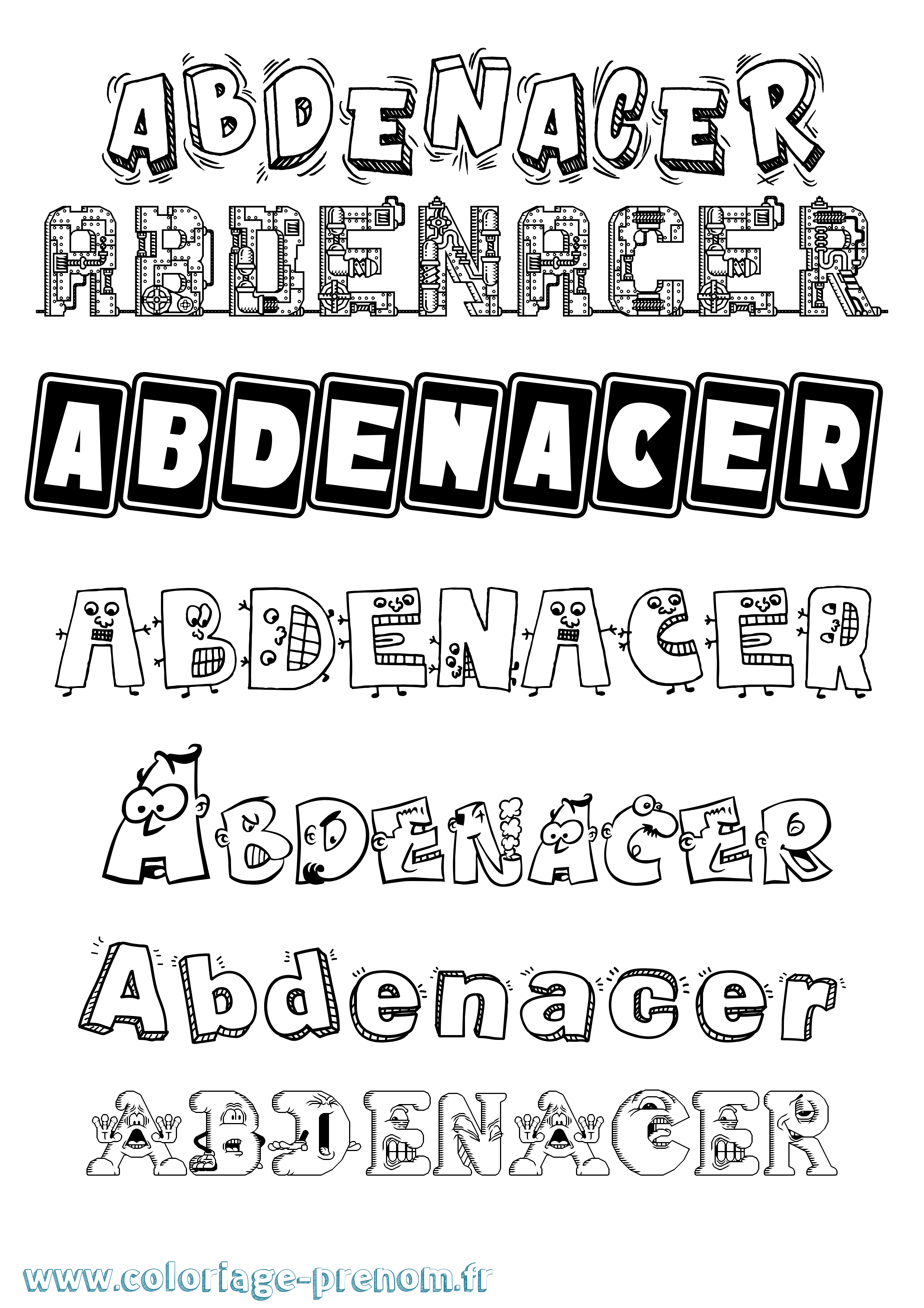 Coloriage prénom Abdenacer Fun