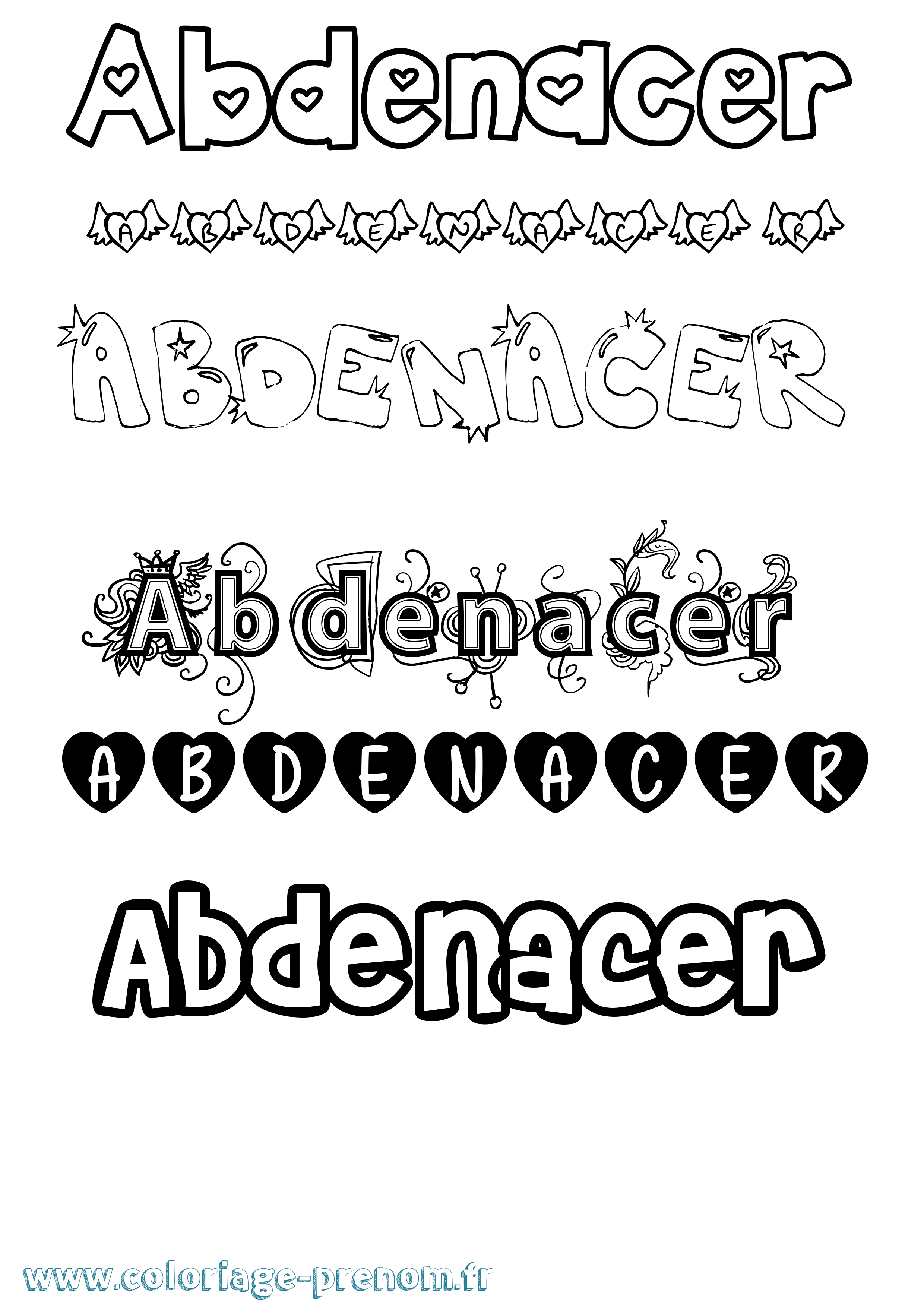 Coloriage Abdenacer Girly Coloriage prénom Abdenacer Girly