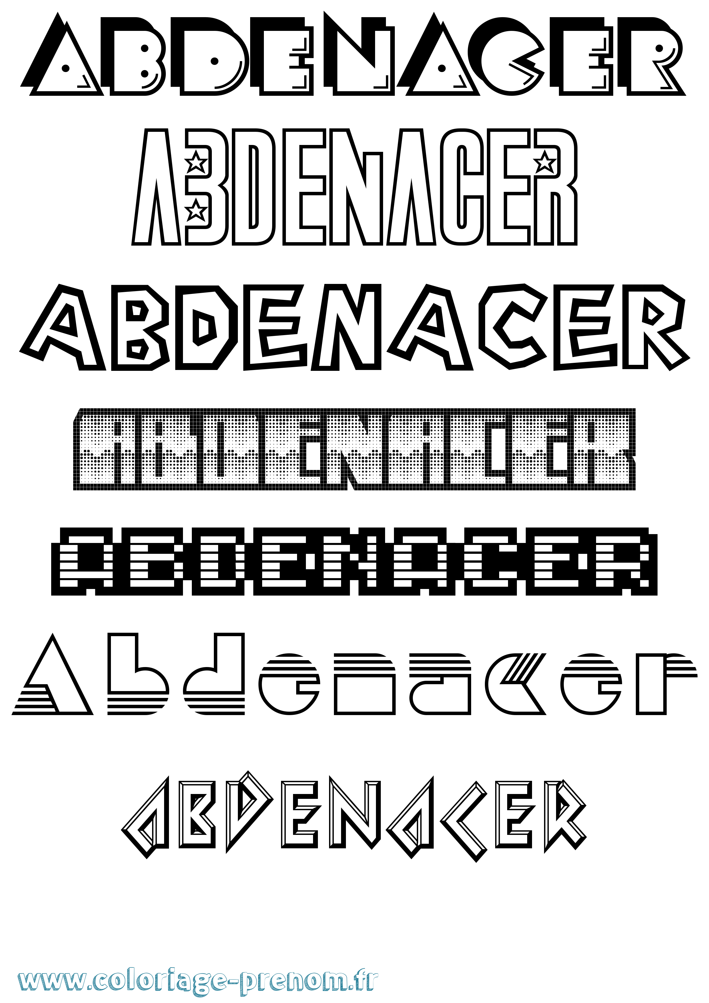 Coloriage Abdenacer Jeux Vidéos Coloriage prénom Abdenacer Jeux Vidéos