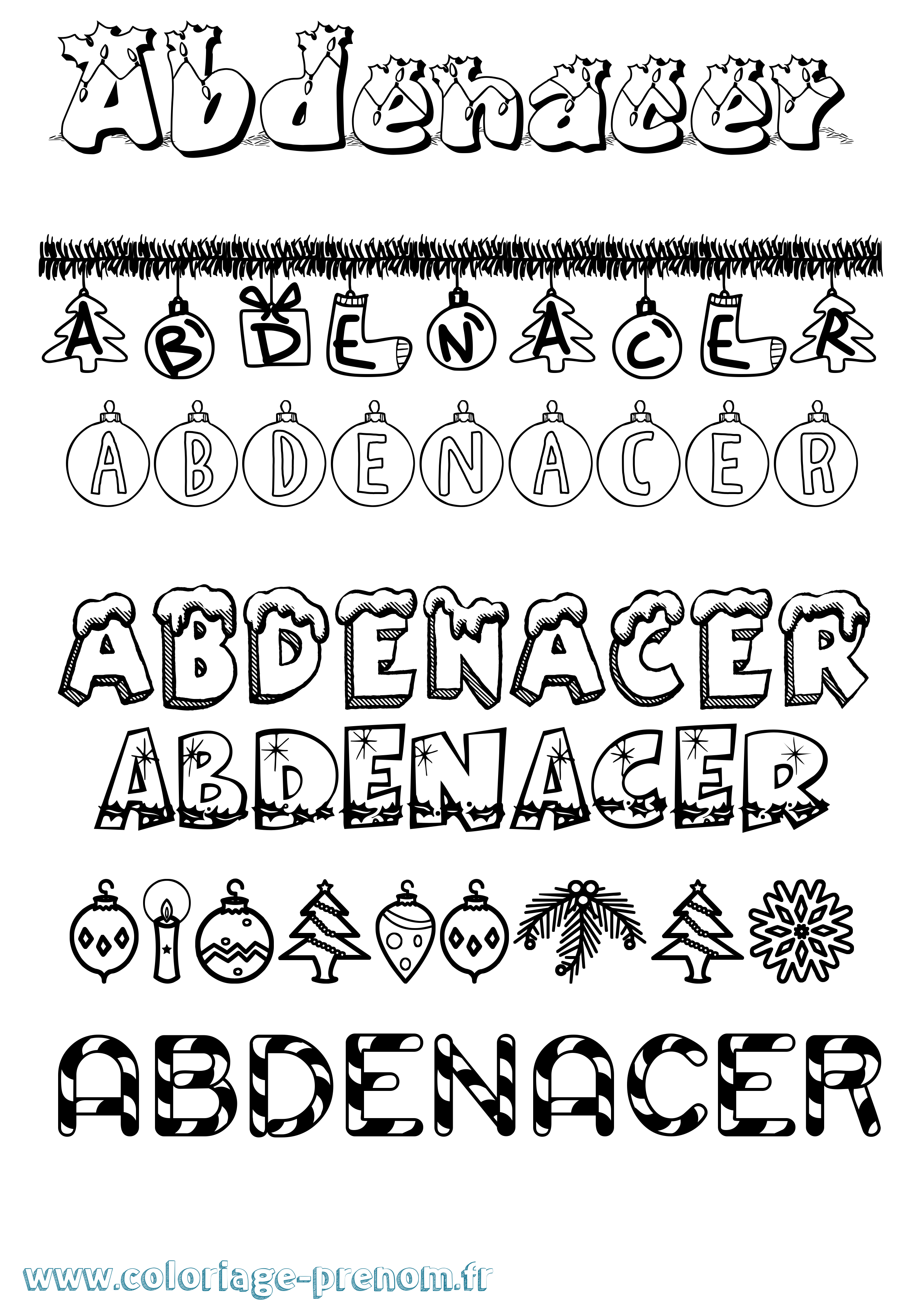Coloriage Abdenacer Noël Coloriage prénom Abdenacer Noël