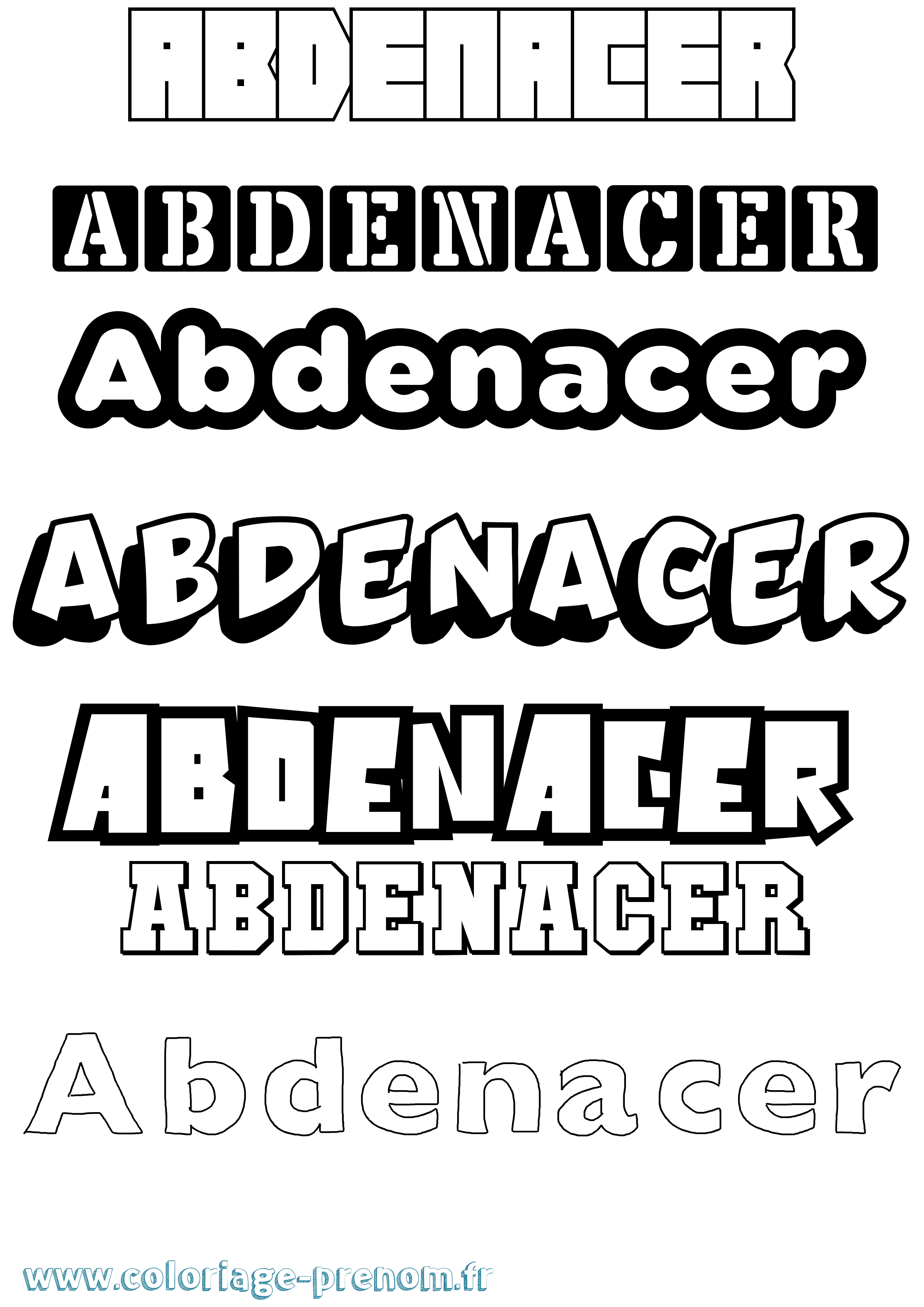 Coloriage prénom Abdenacer Simple