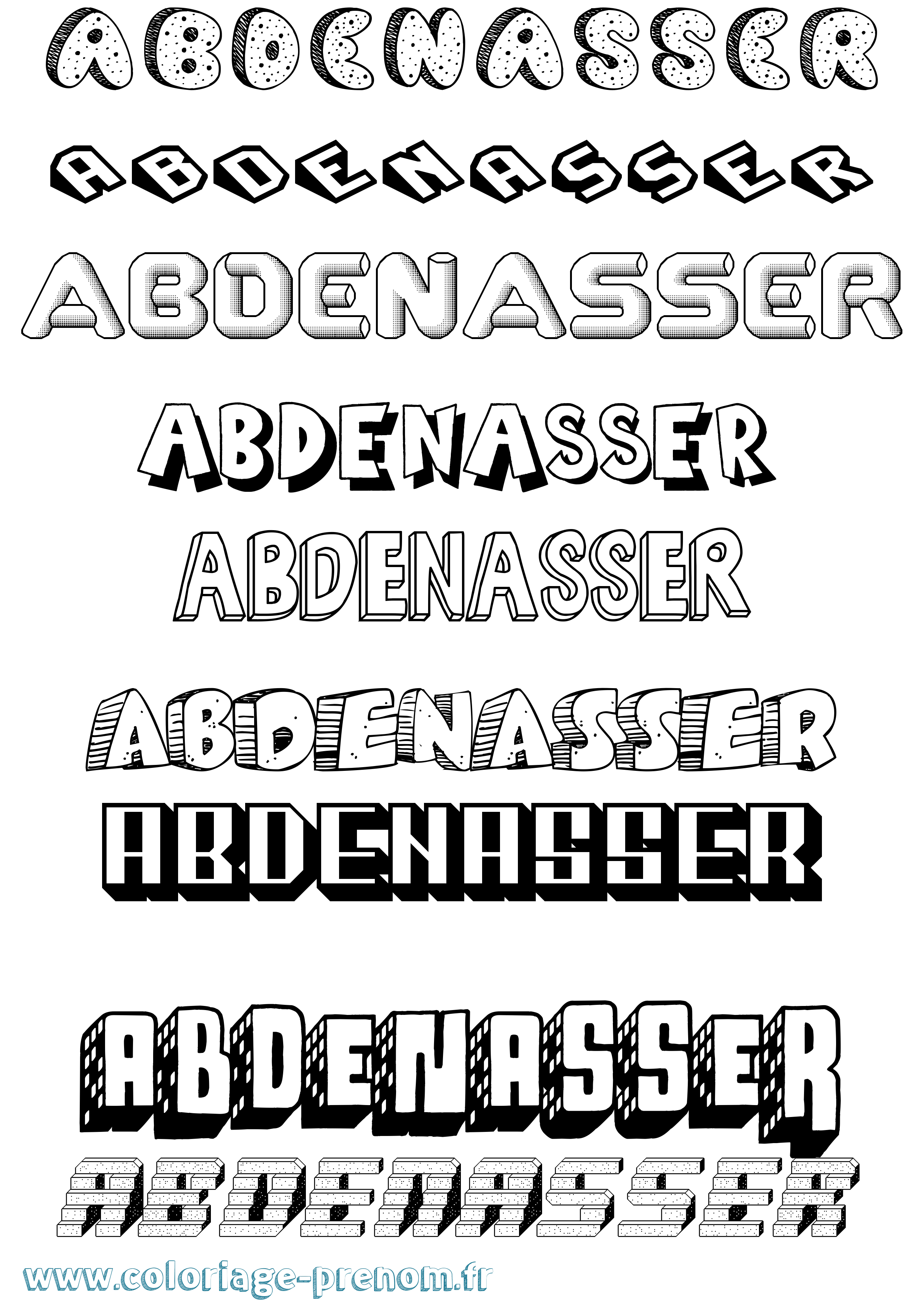 Coloriage prénom Abdenasser Effet 3D