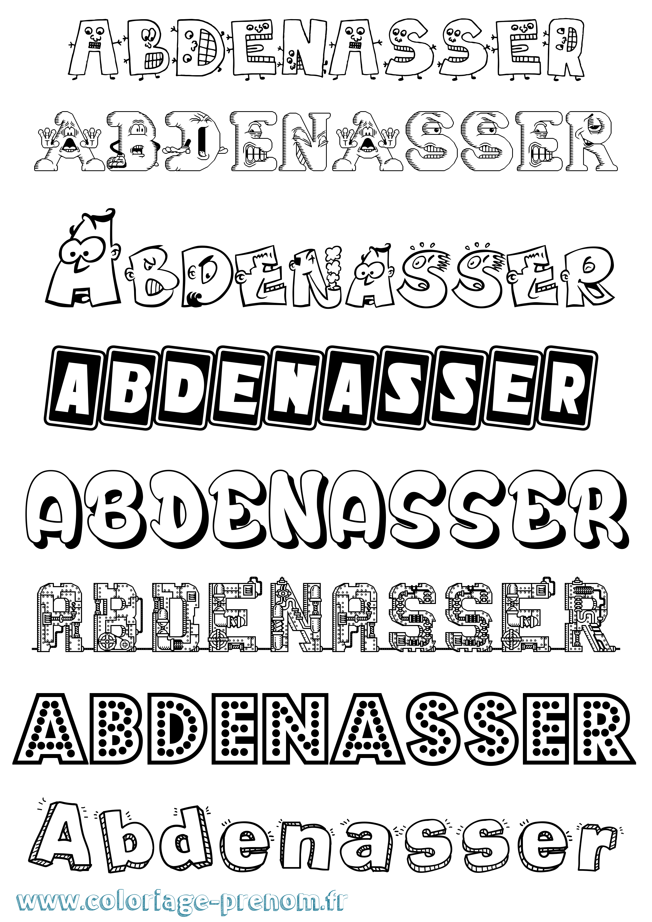 Coloriage prénom Abdenasser Fun