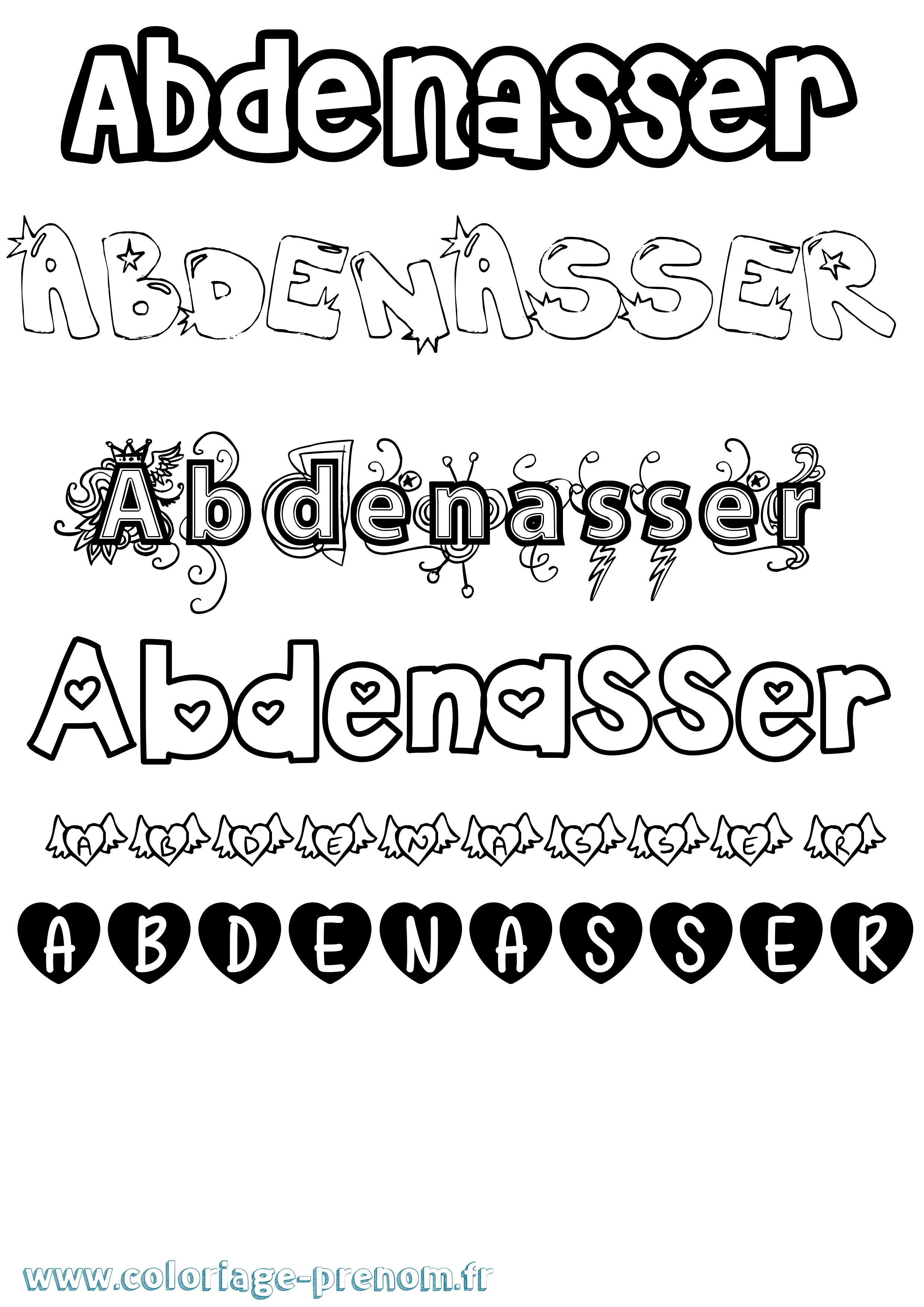 Coloriage prénom Abdenasser Girly