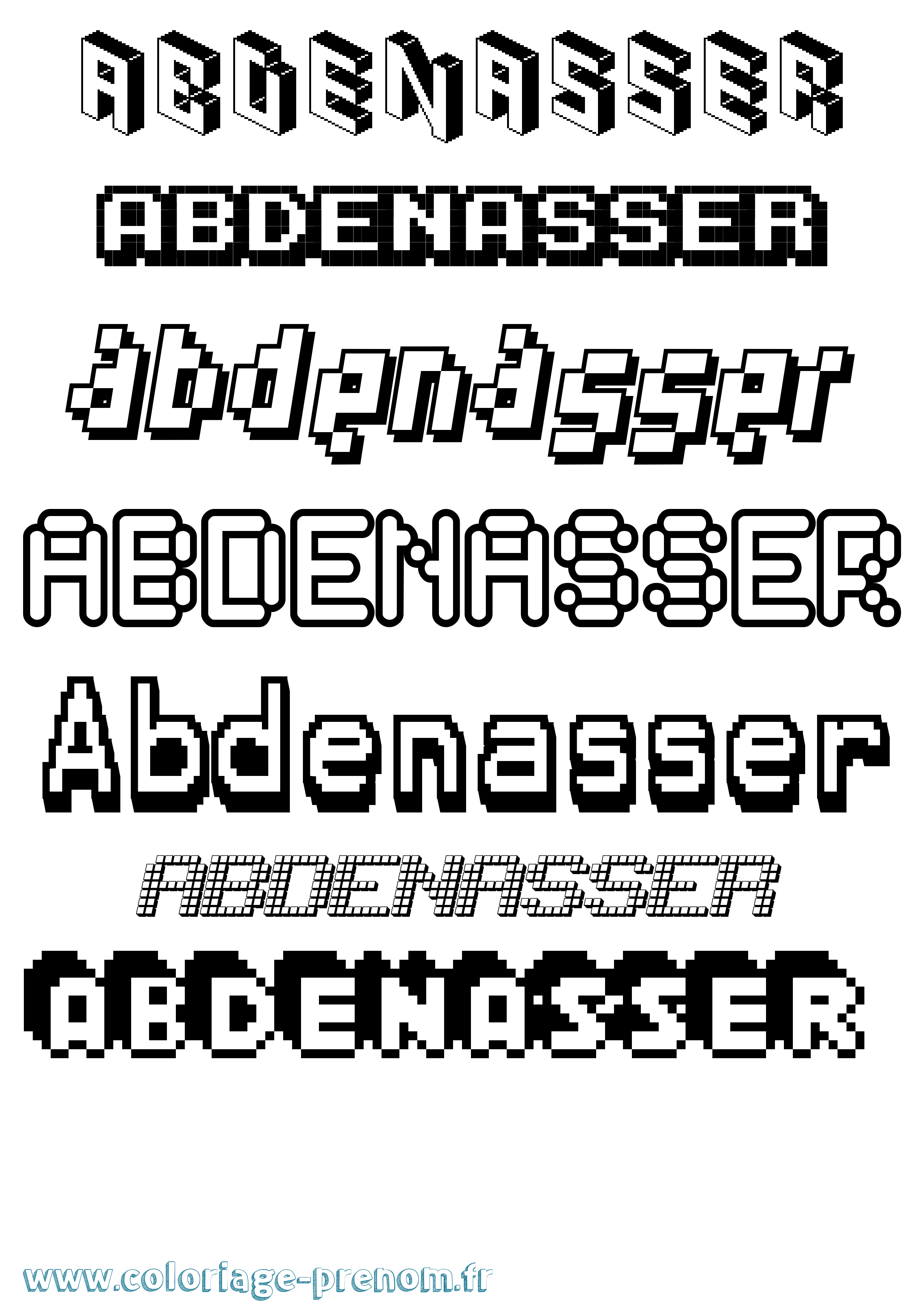 Coloriage prénom Abdenasser Pixel