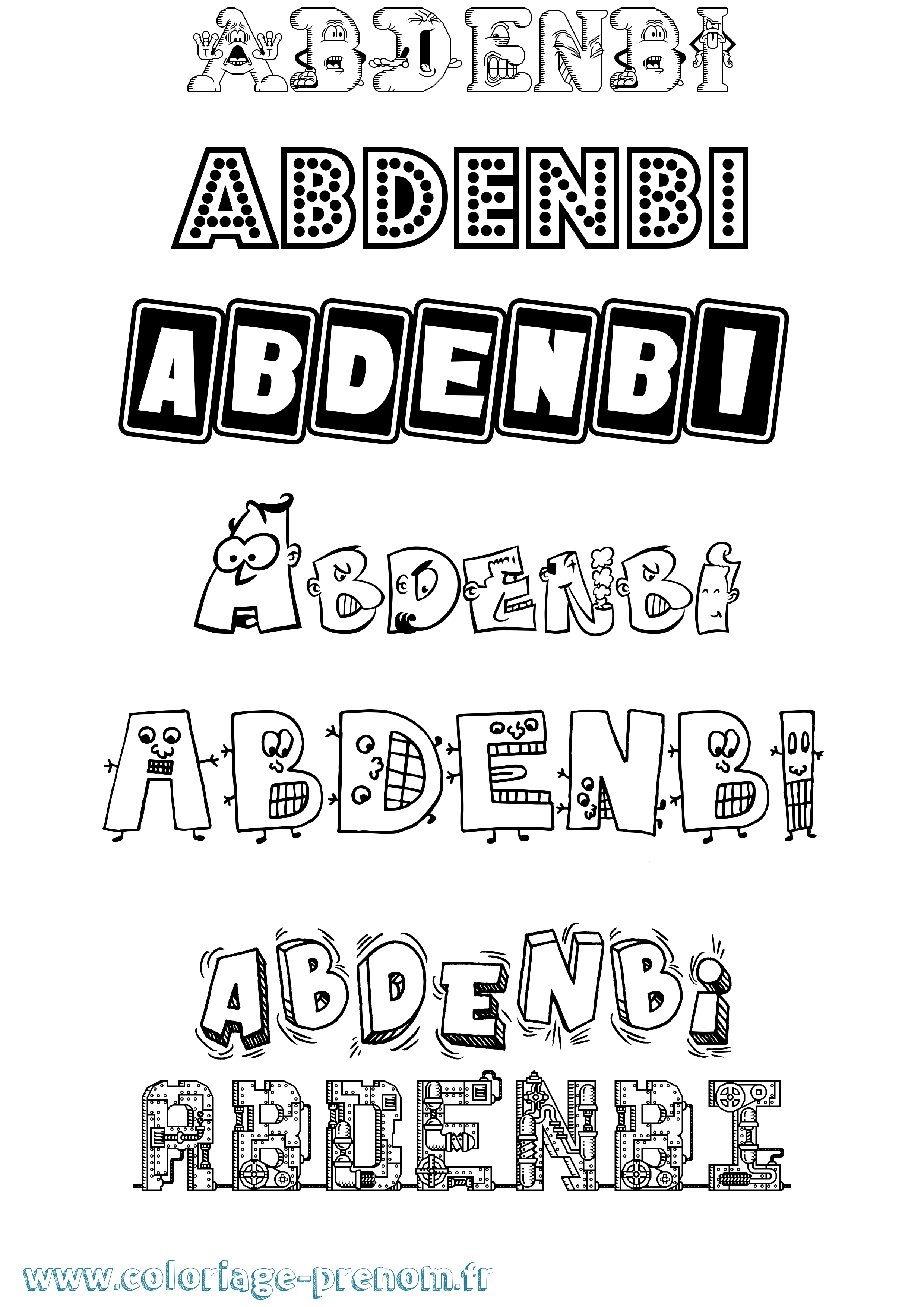 Coloriage prénom Abdenbi Fun
