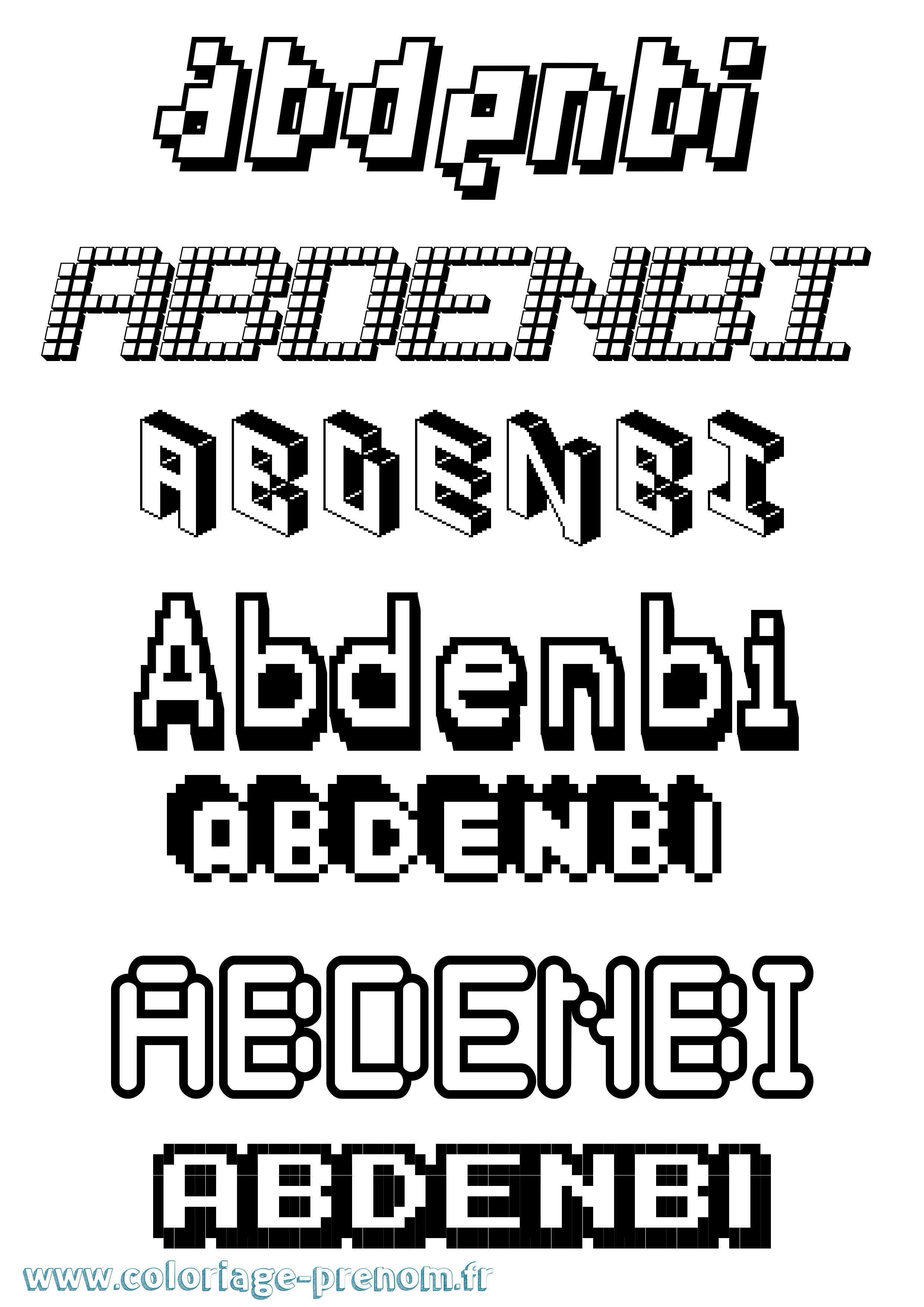 Coloriage prénom Abdenbi Pixel