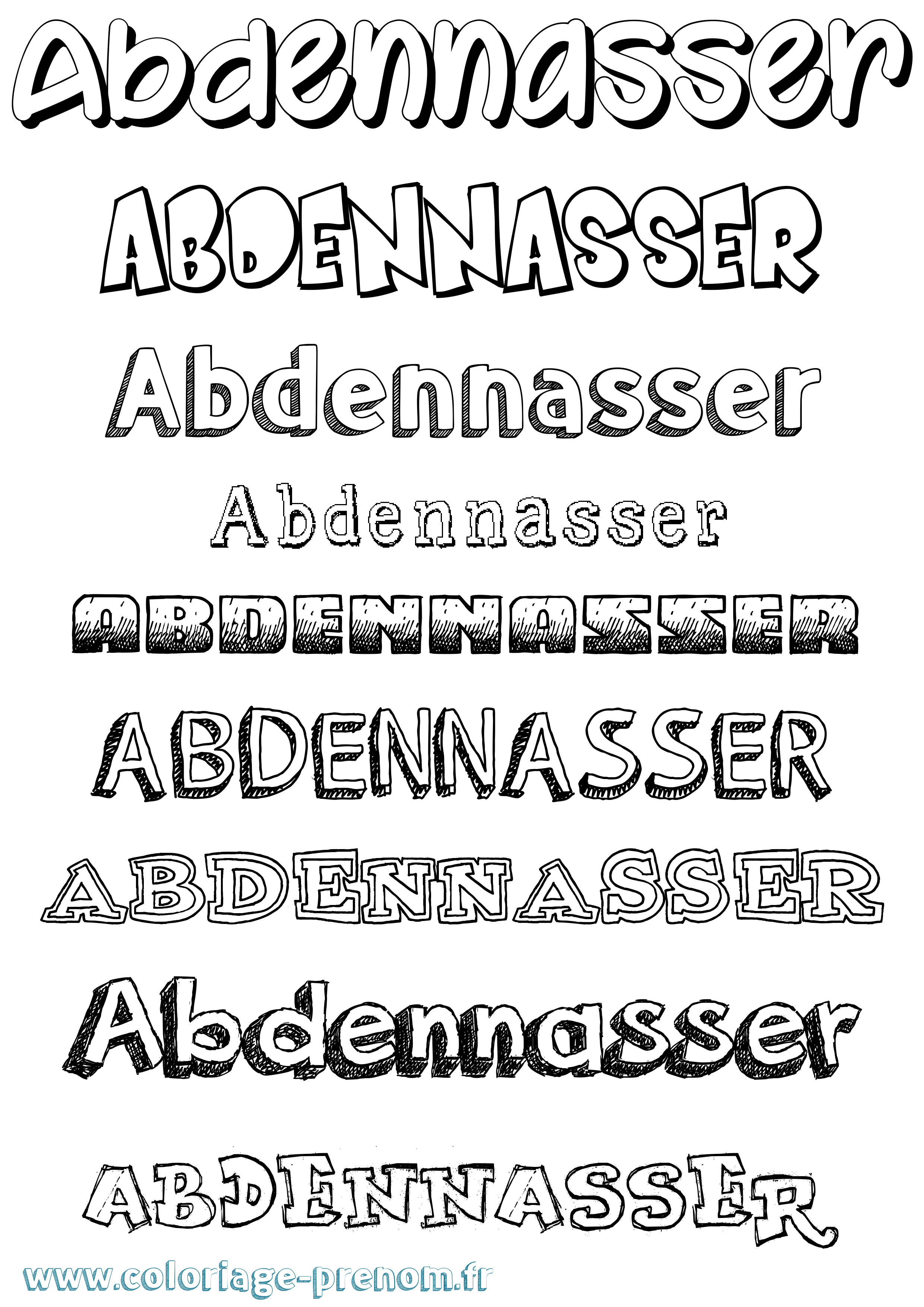 Coloriage prénom Abdennasser Dessiné