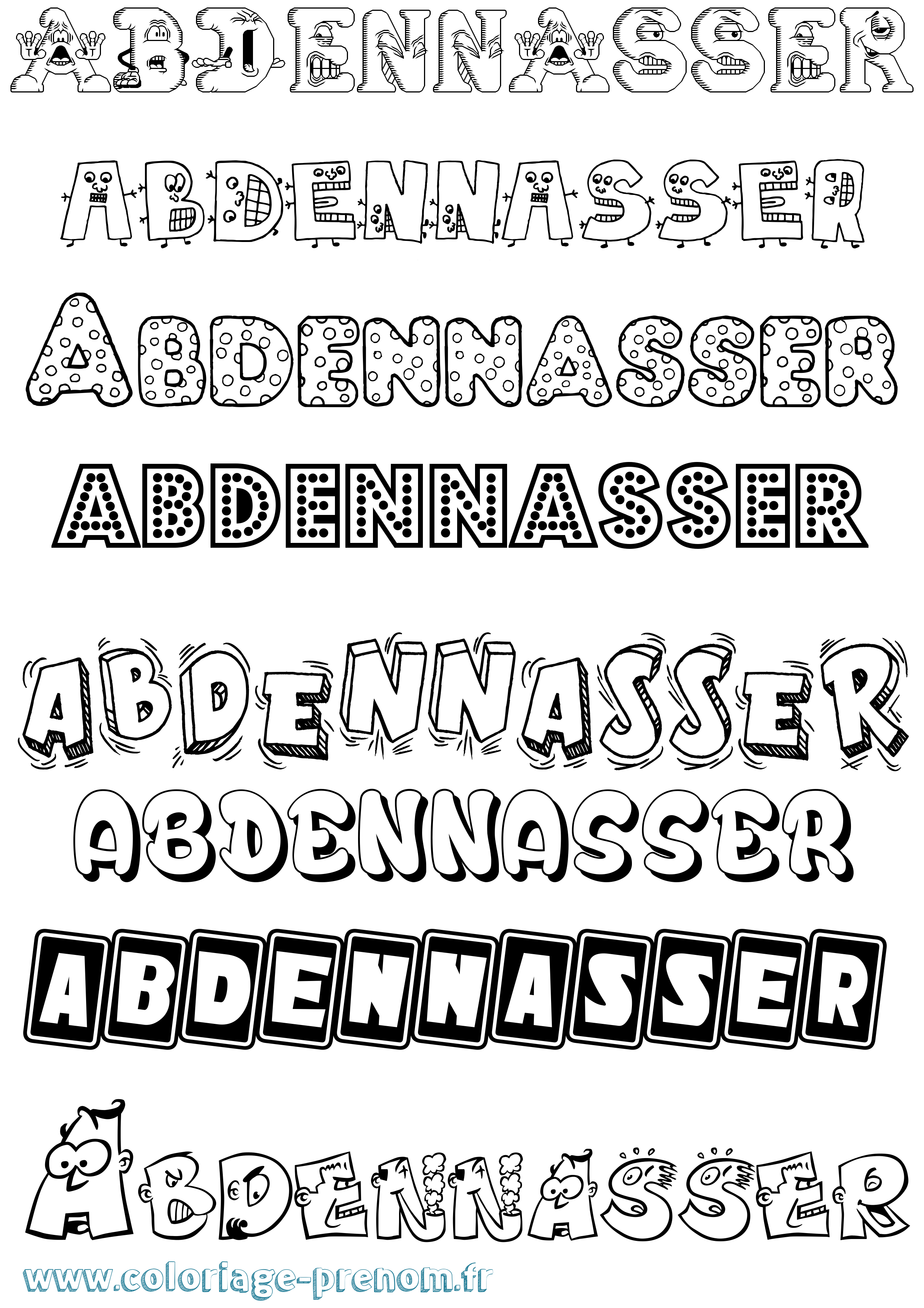 Coloriage prénom Abdennasser Fun