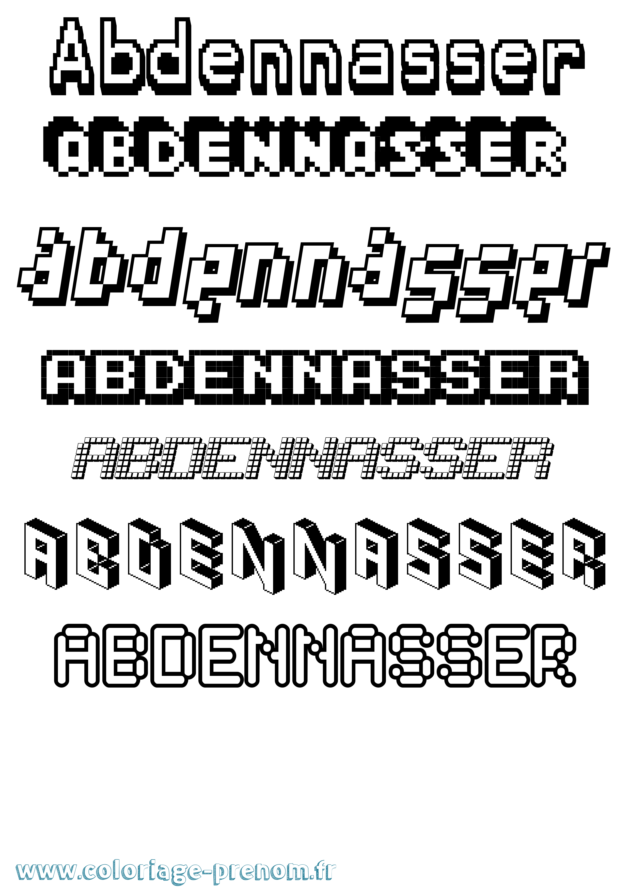 Coloriage prénom Abdennasser Pixel