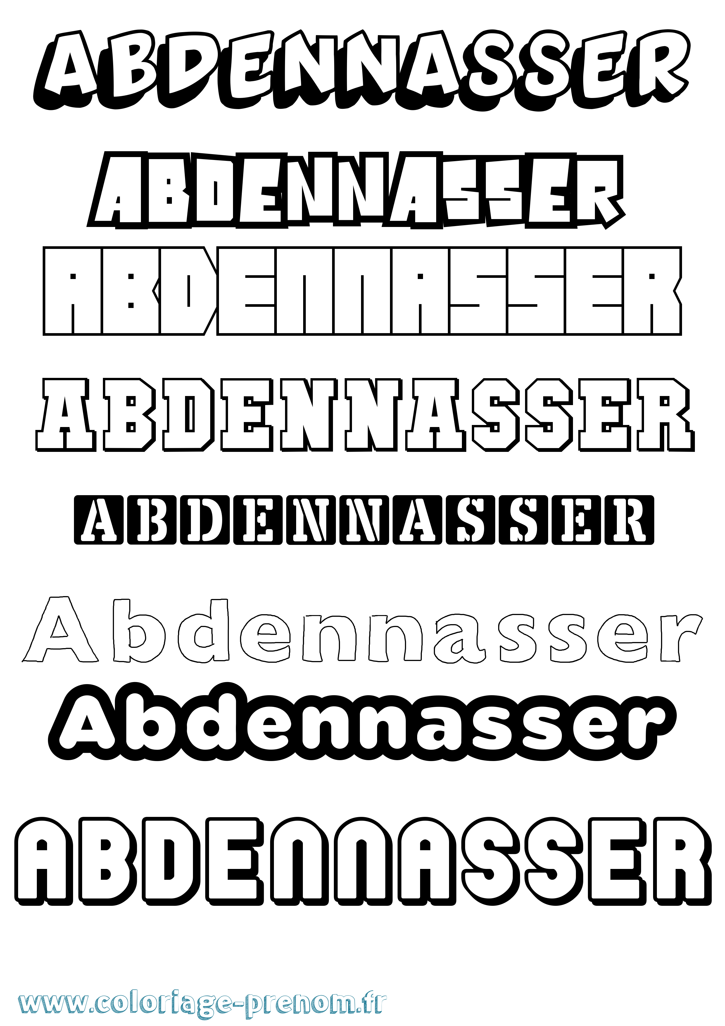 Coloriage prénom Abdennasser Simple
