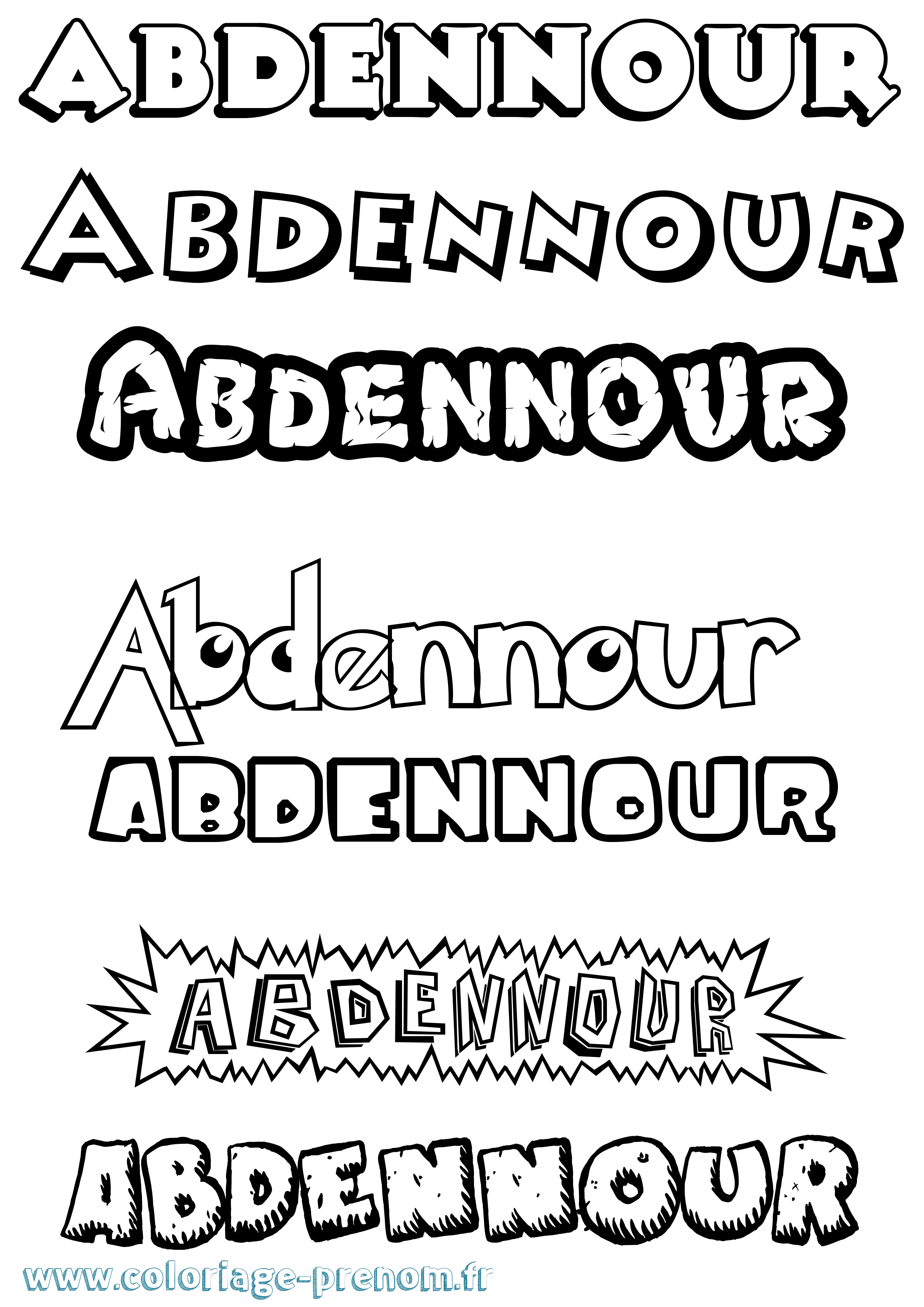 Coloriage prénom Abdennour Dessin Animé