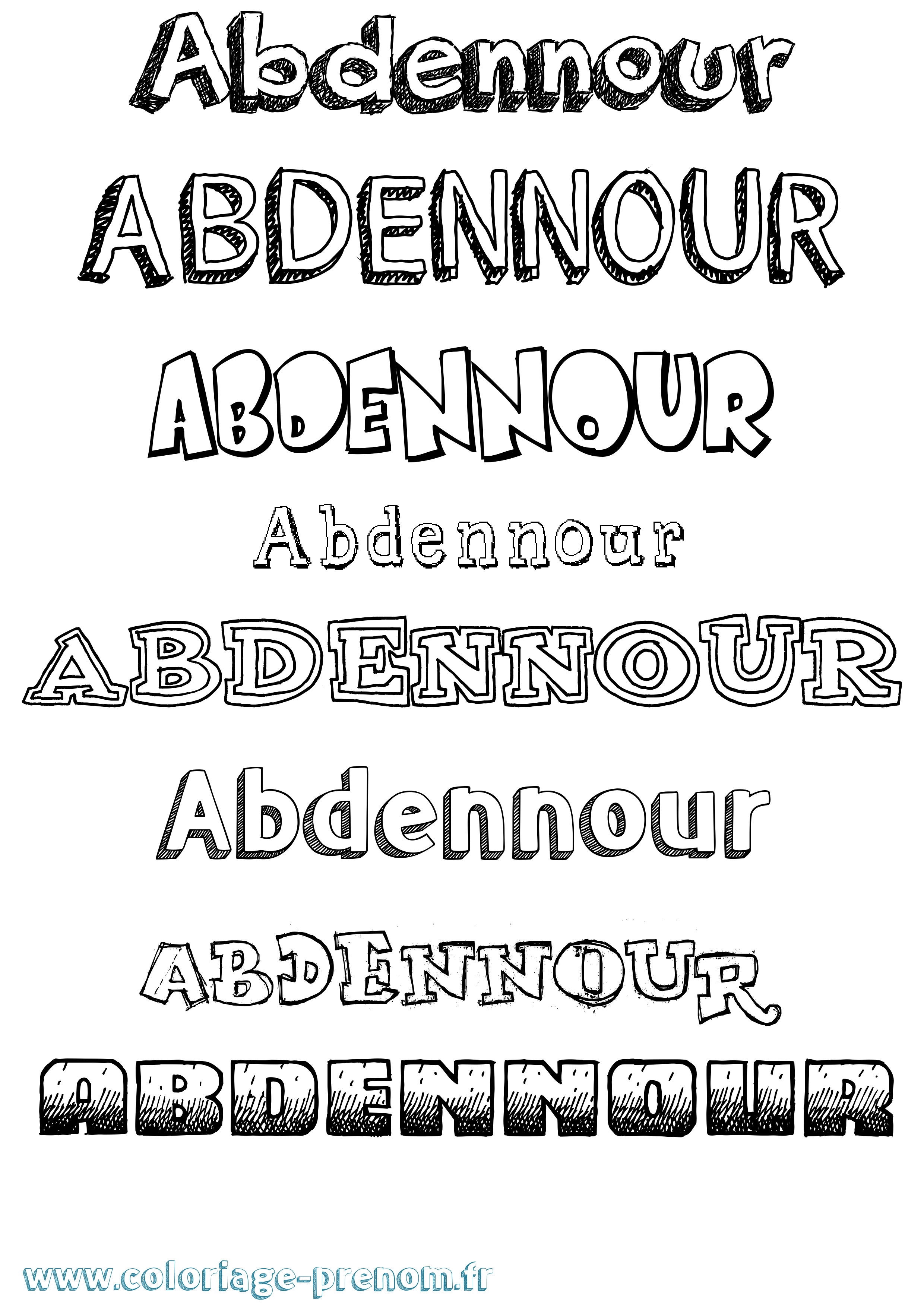 Coloriage prénom Abdennour Dessiné