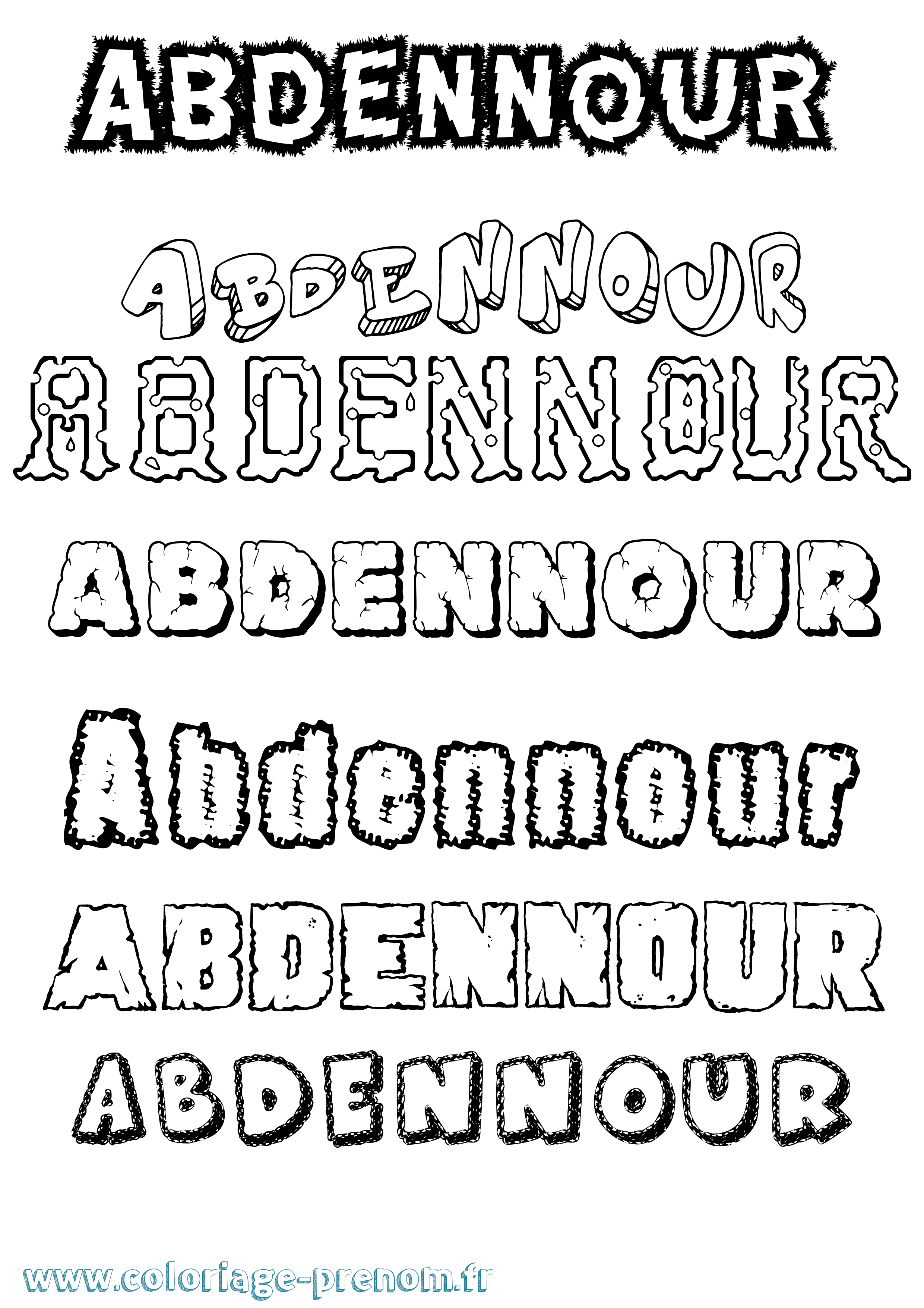 Coloriage prénom Abdennour Destructuré