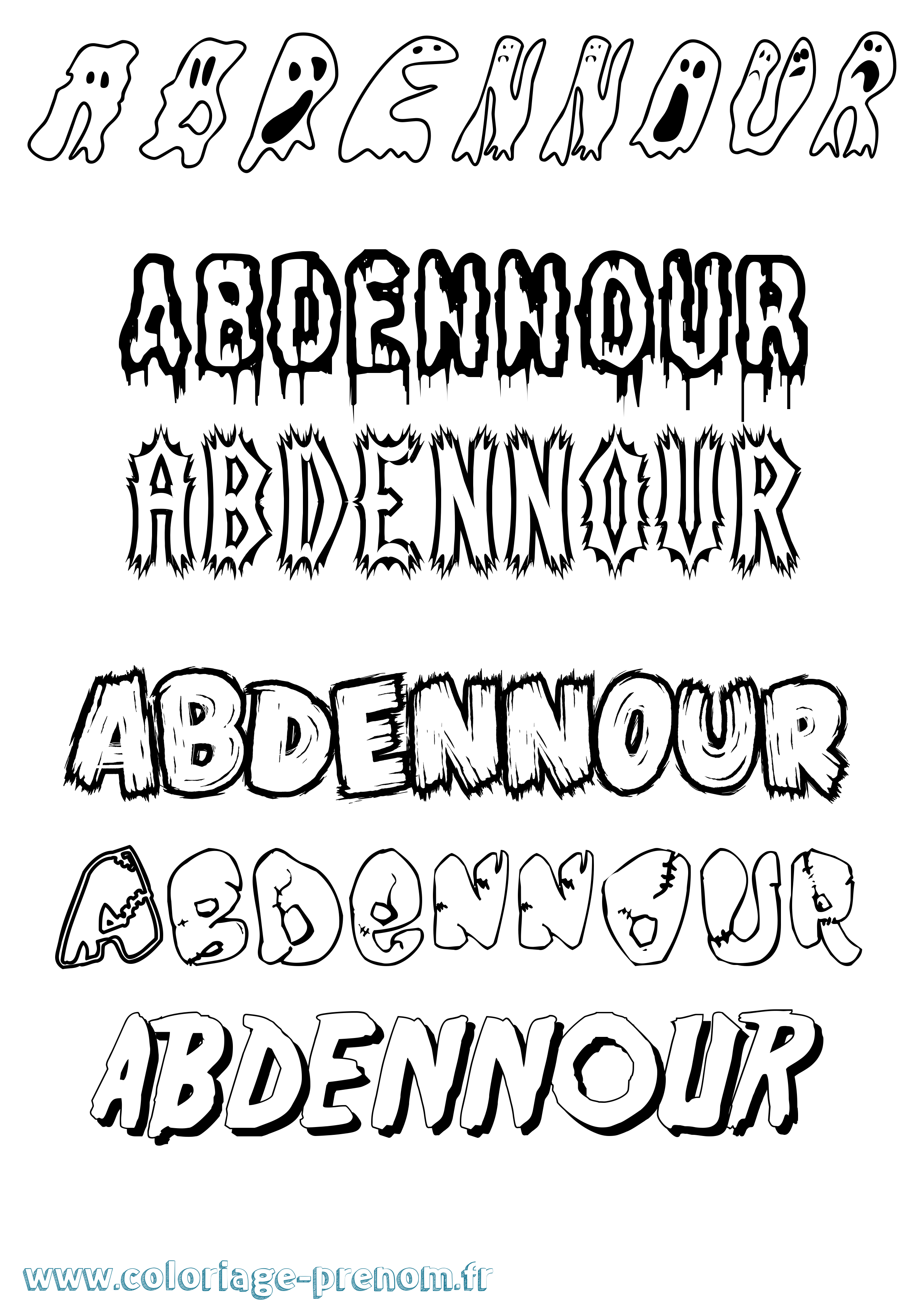 Coloriage prénom Abdennour Frisson