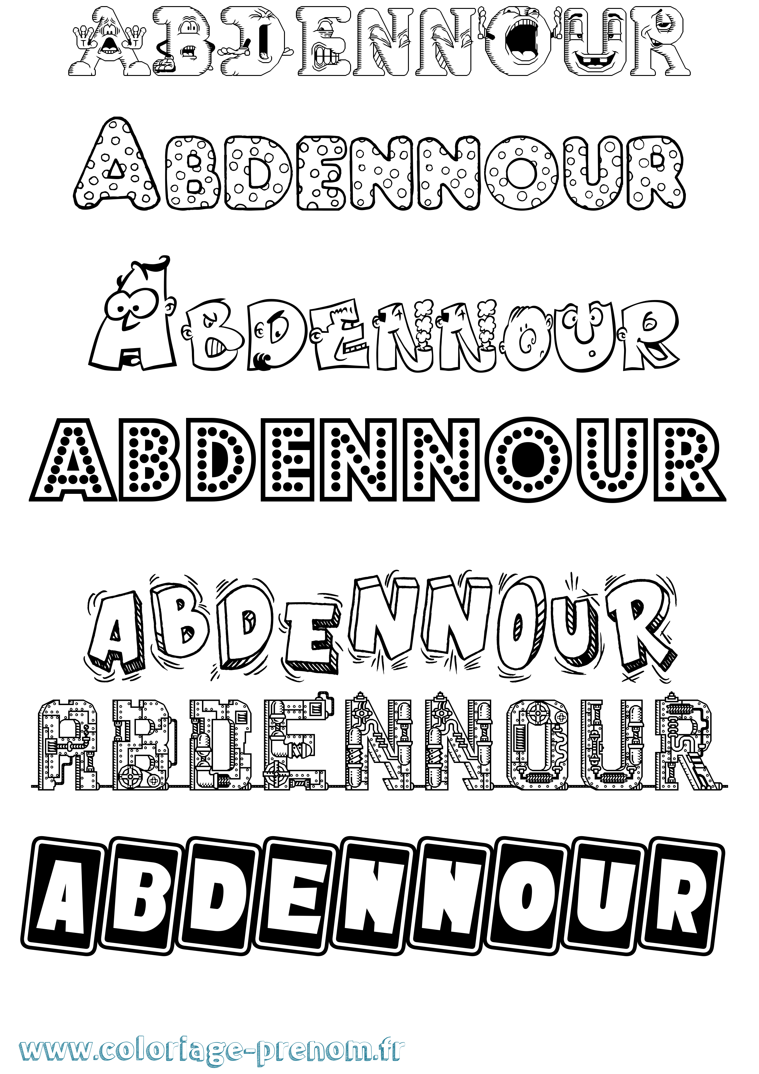 Coloriage prénom Abdennour Fun