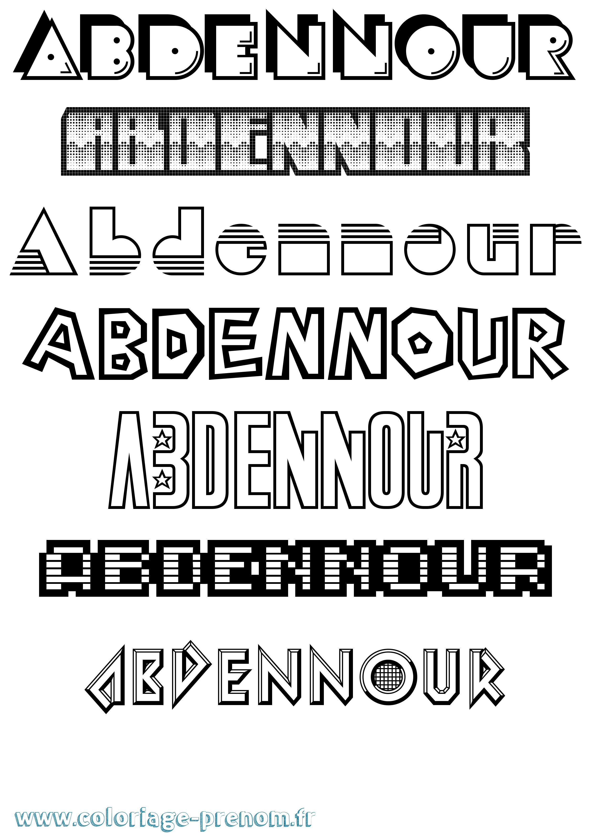 Coloriage prénom Abdennour Jeux Vidéos