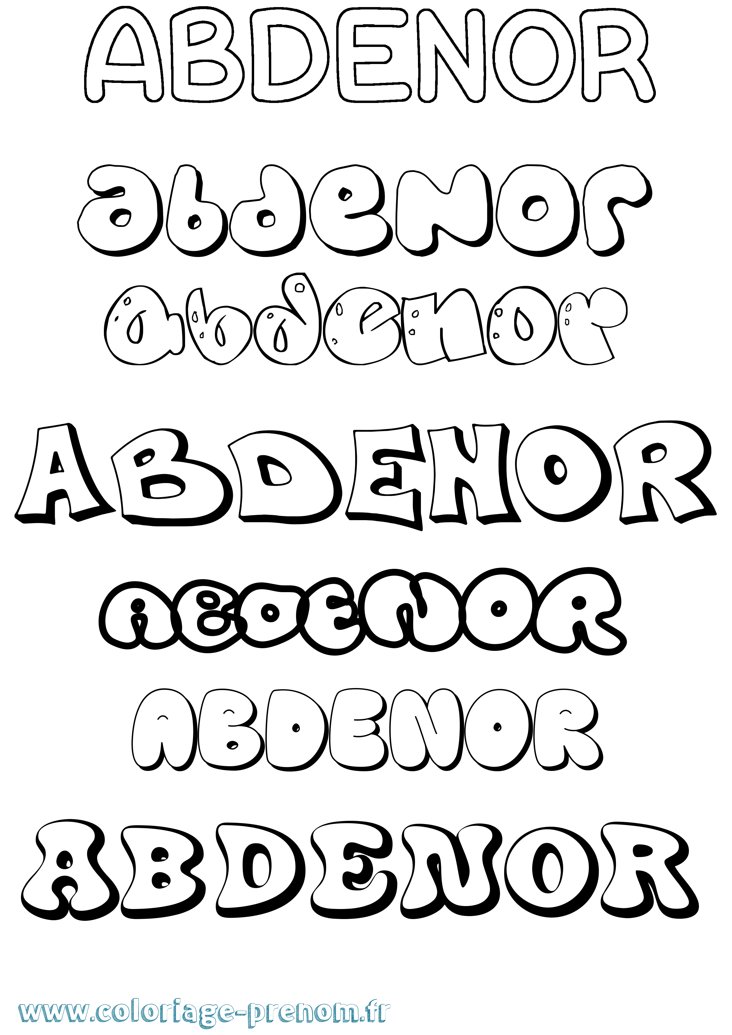 Coloriage Abdenor Bubble Coloriage prénom Abdenor Bubble