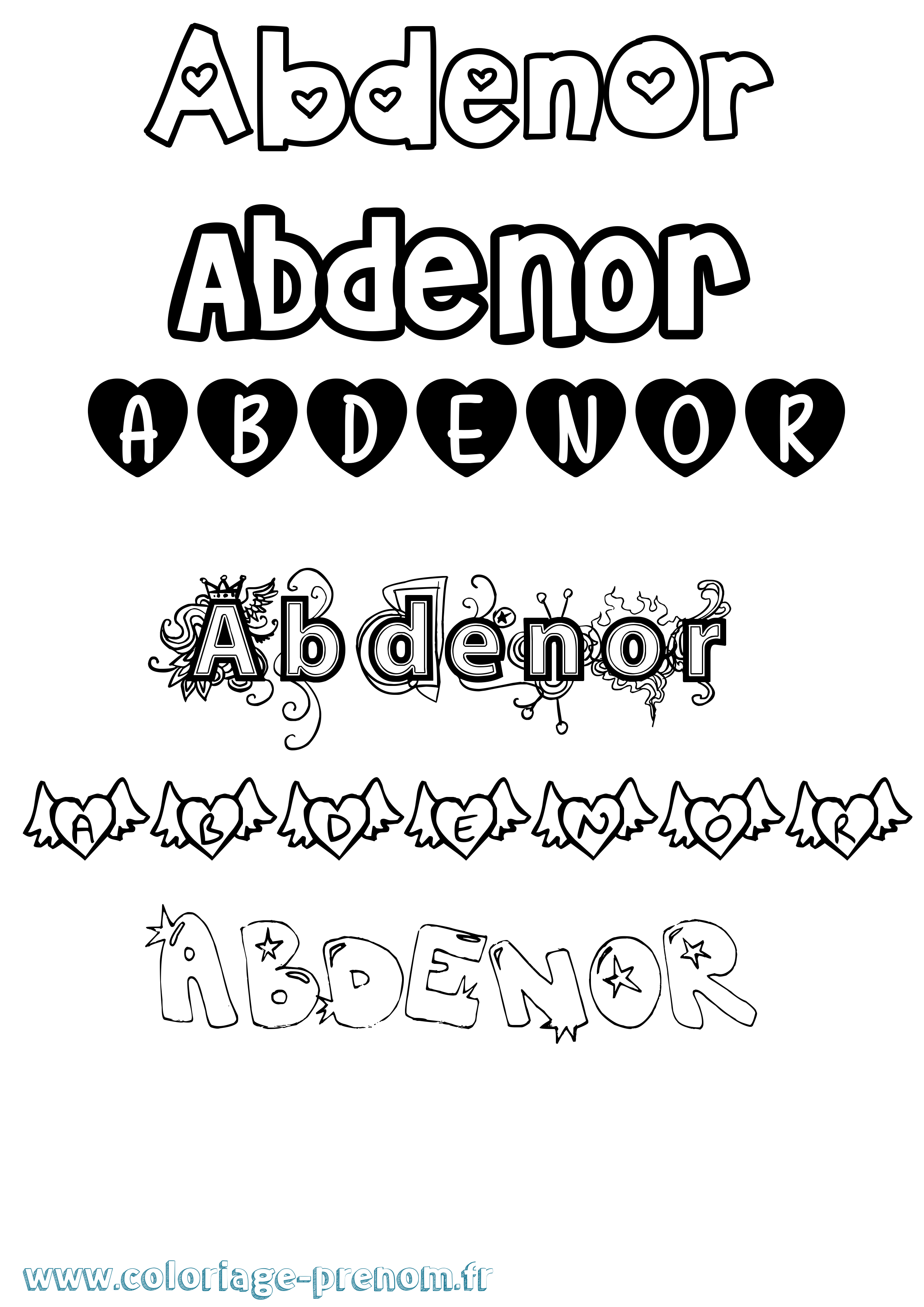 Coloriage Abdenor Girly Coloriage prénom Abdenor Girly