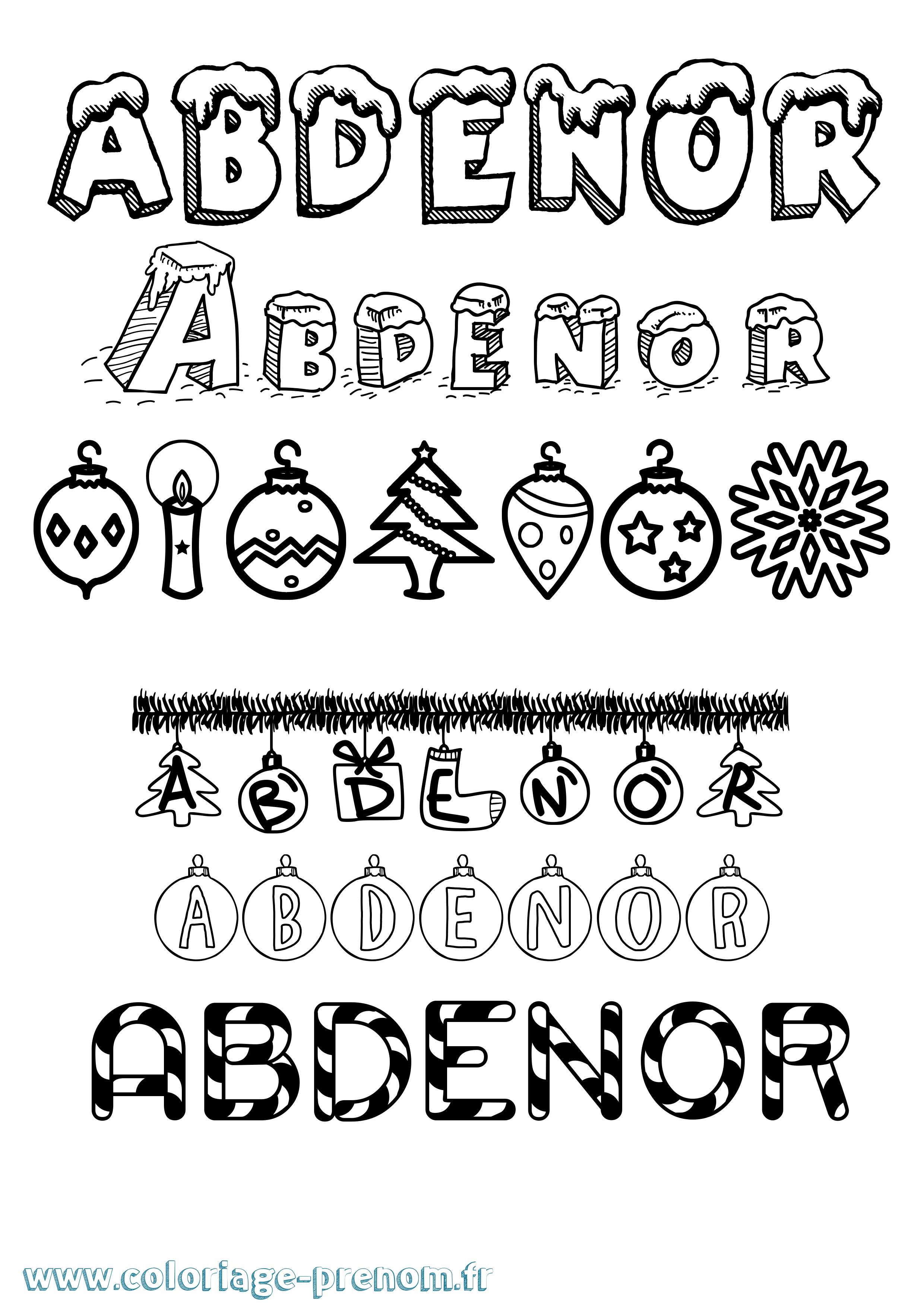 Coloriage Abdenor Noël Coloriage prénom Abdenor Noël