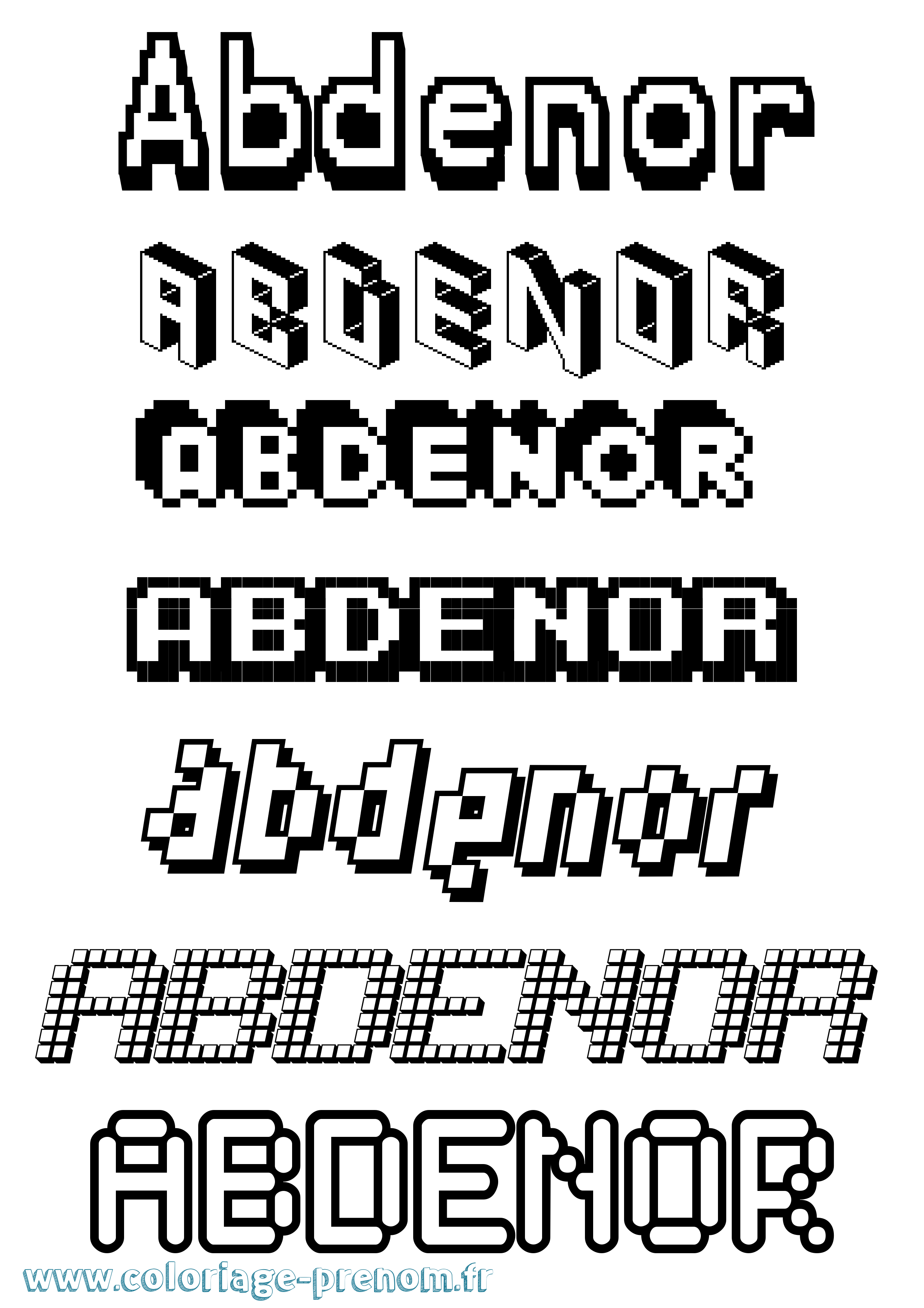 Coloriage Abdenor Pixel Coloriage prénom Abdenor Pixel