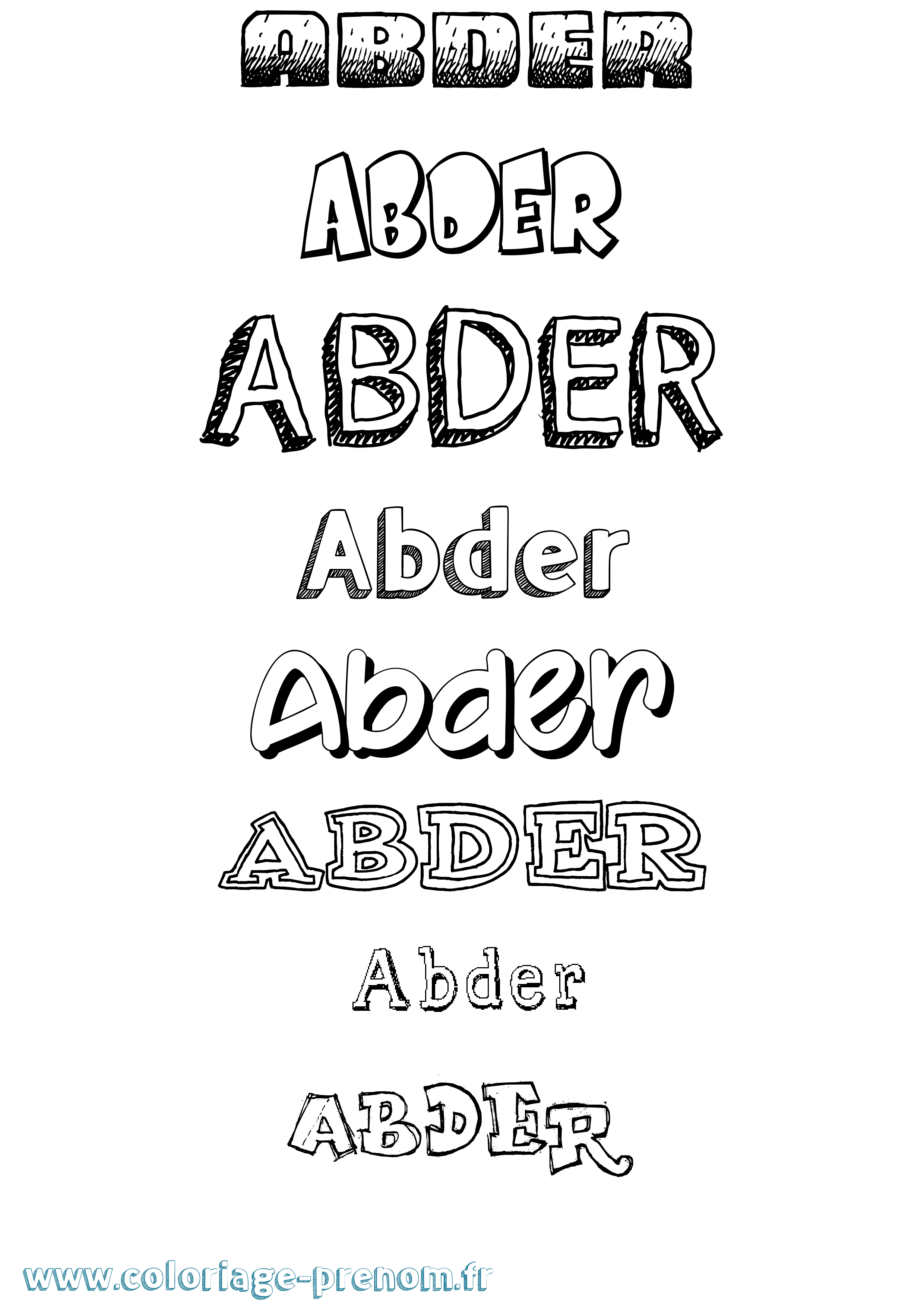 Coloriage prénom Abder Dessiné