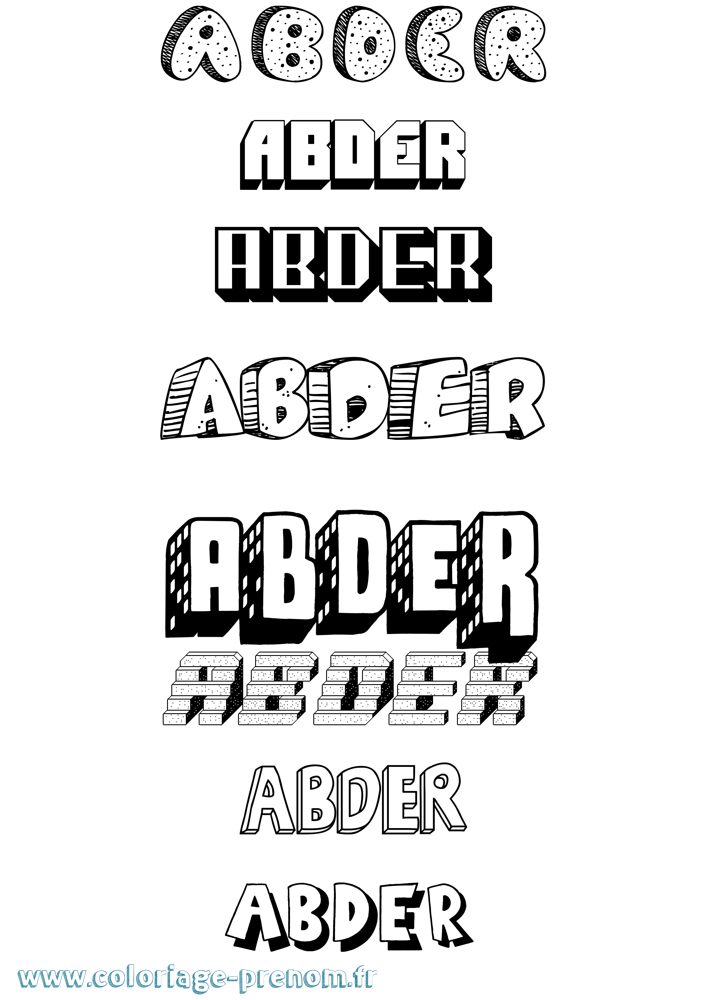 Coloriage prénom Abder Effet 3D