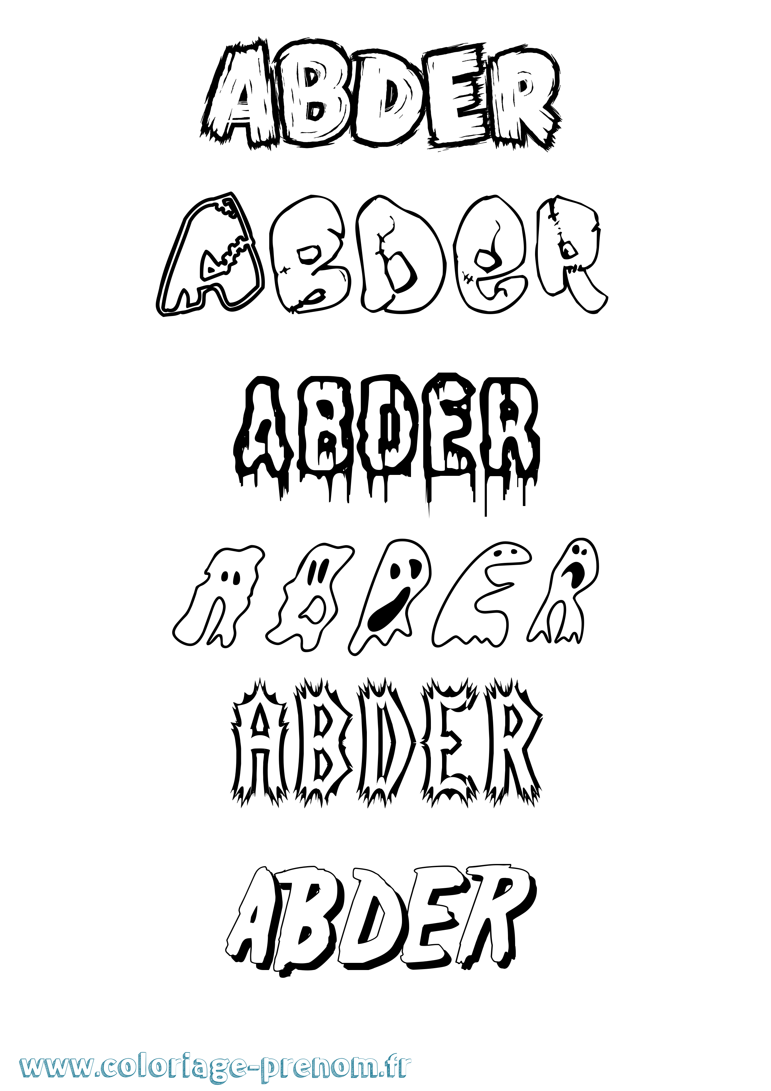 Coloriage prénom Abder Frisson