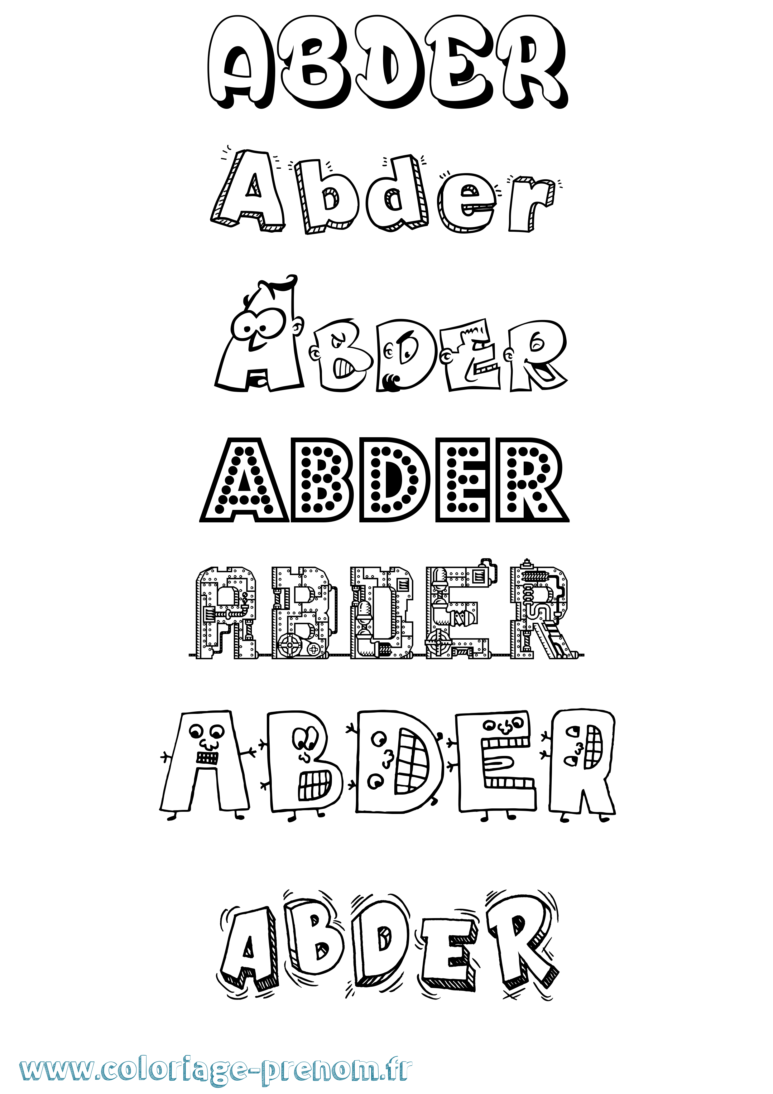 Coloriage prénom Abder Fun