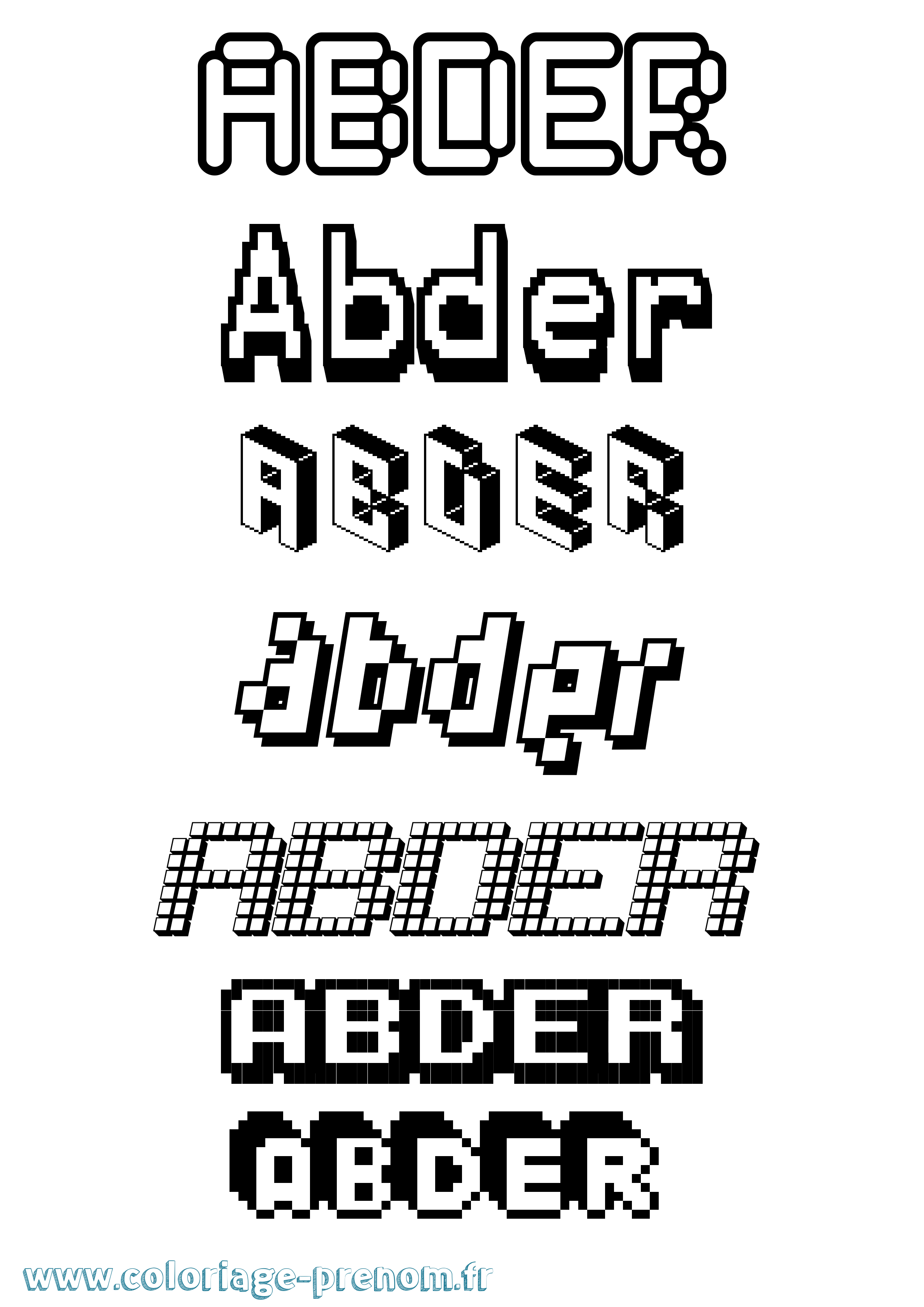 Coloriage prénom Abder Pixel
