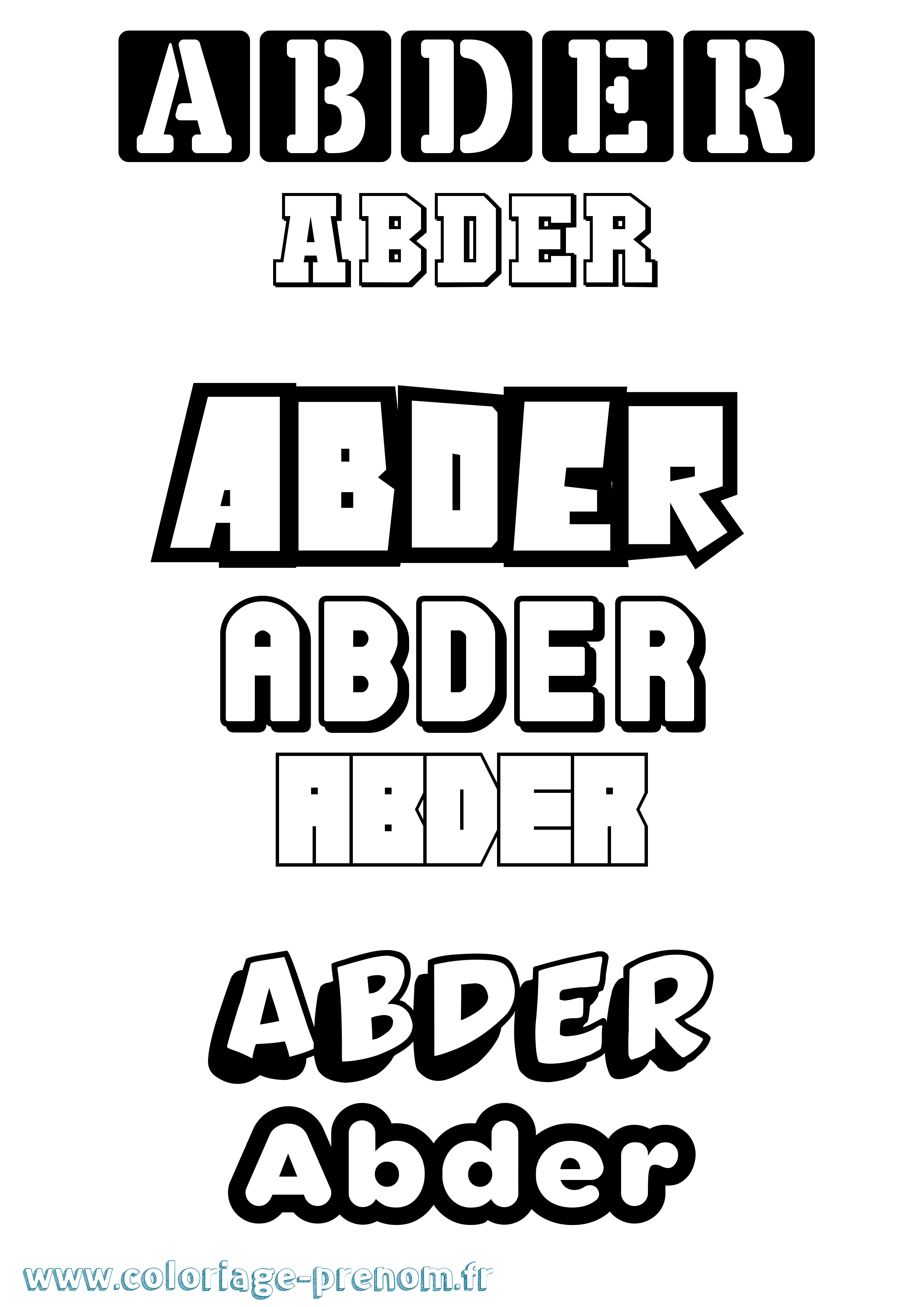 Coloriage prénom Abder Simple