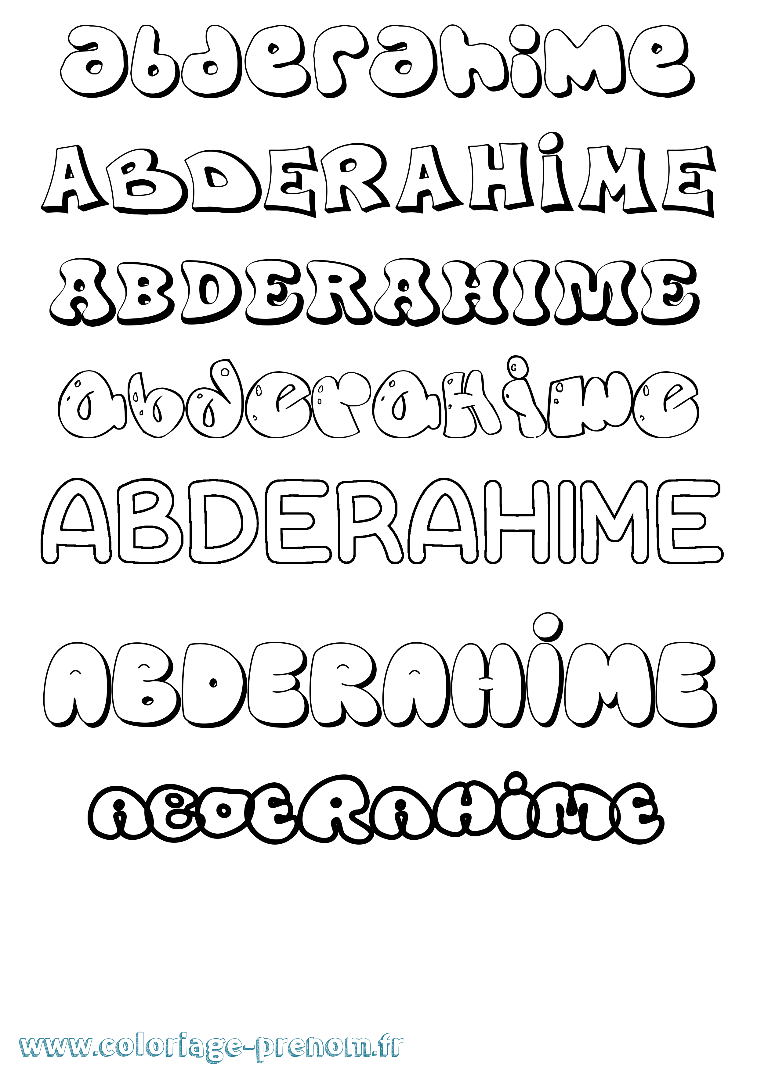 Coloriage prénom Abderahime Bubble