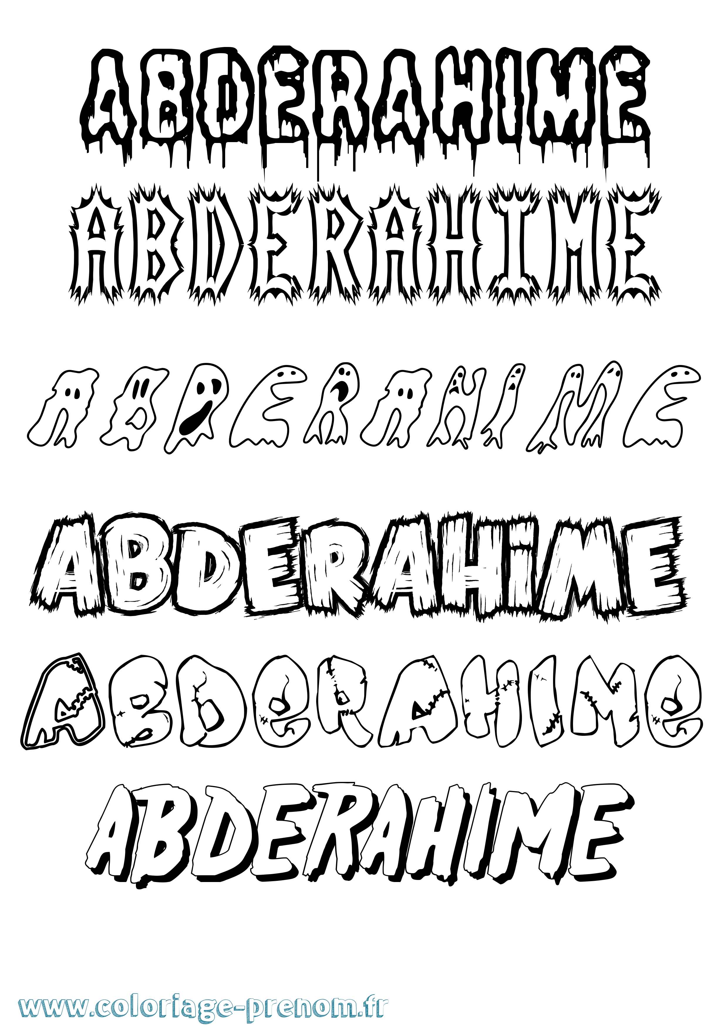 Coloriage prénom Abderahime Frisson