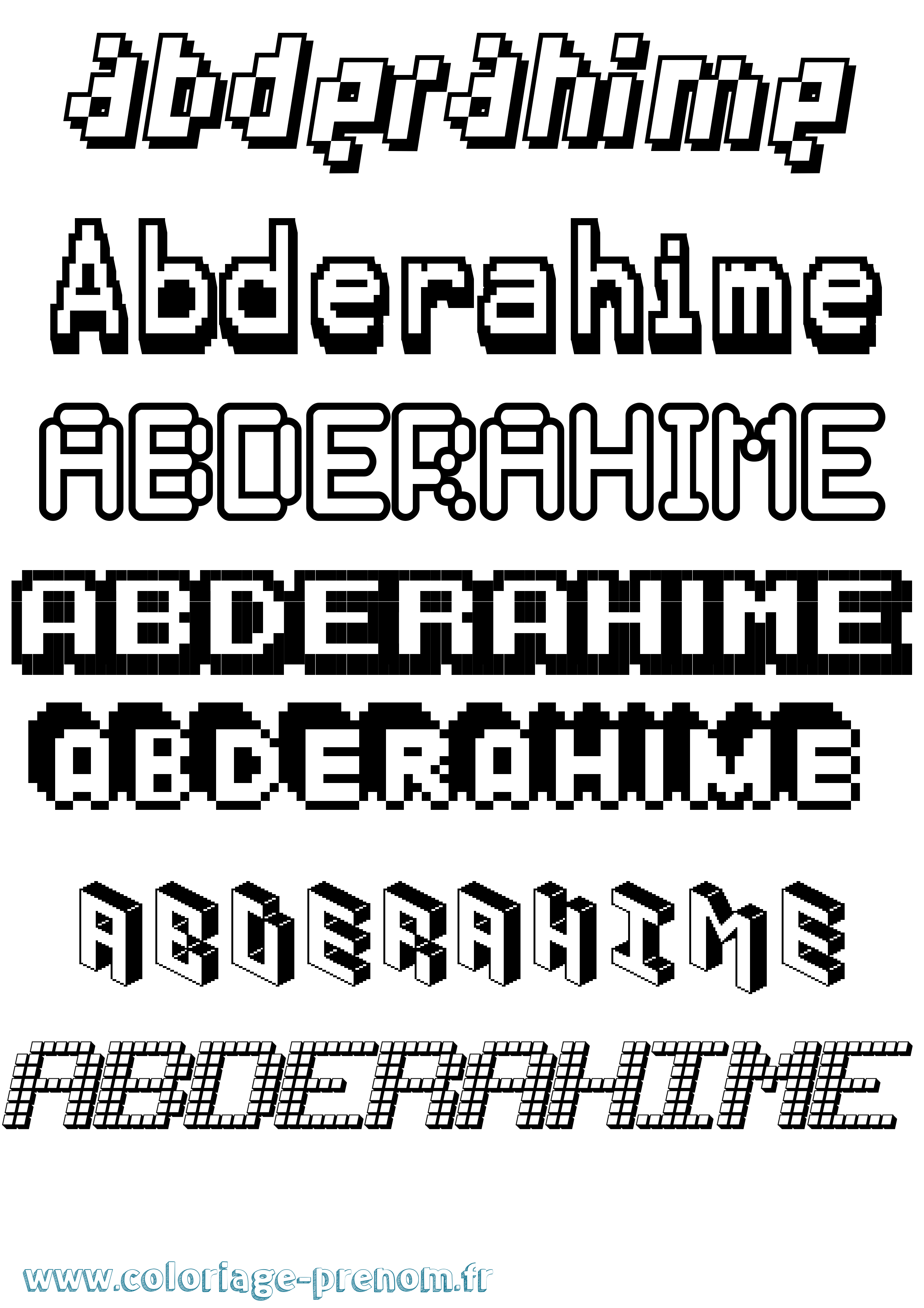 Coloriage prénom Abderahime Pixel