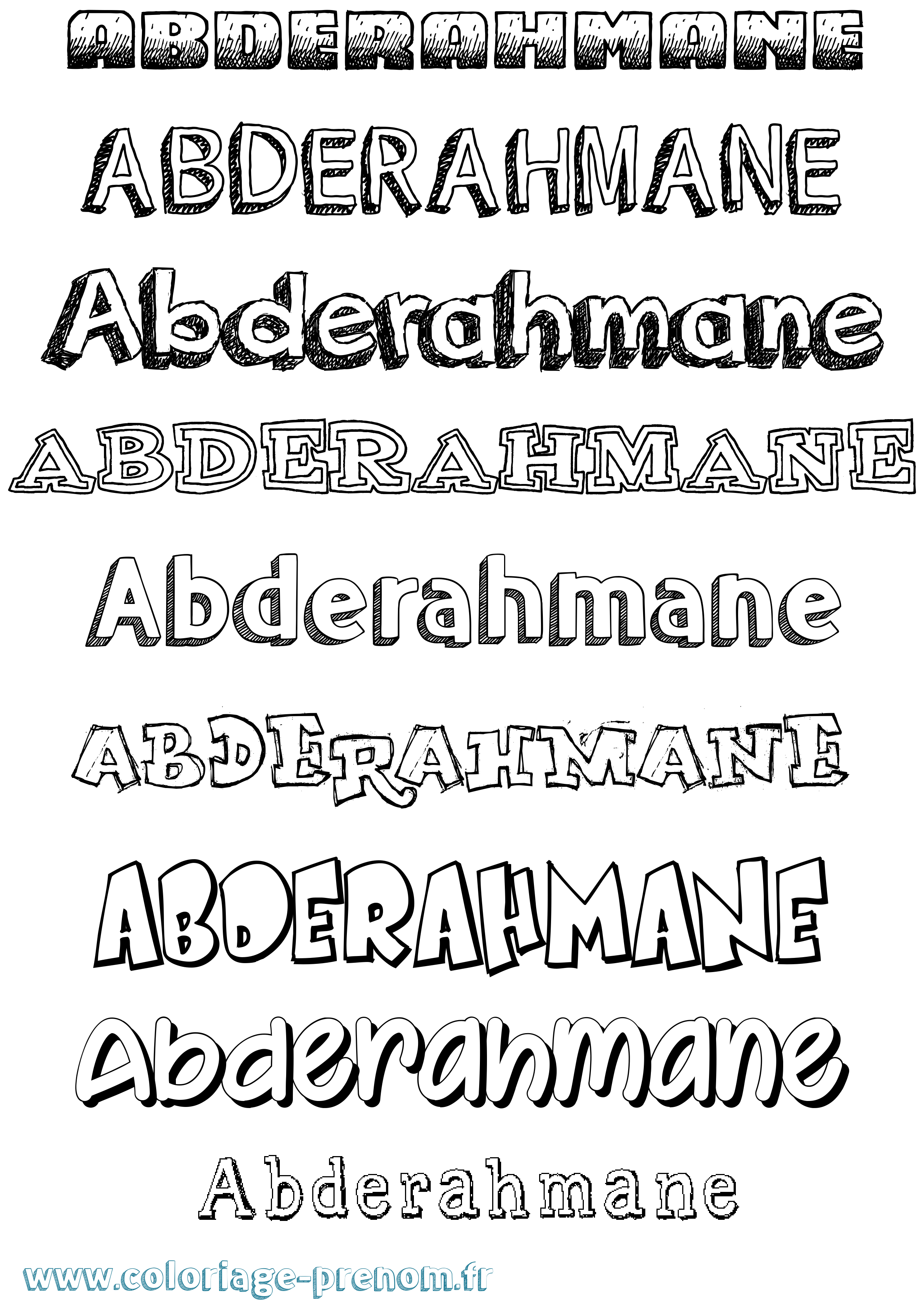 Coloriage prénom Abderahmane Dessiné