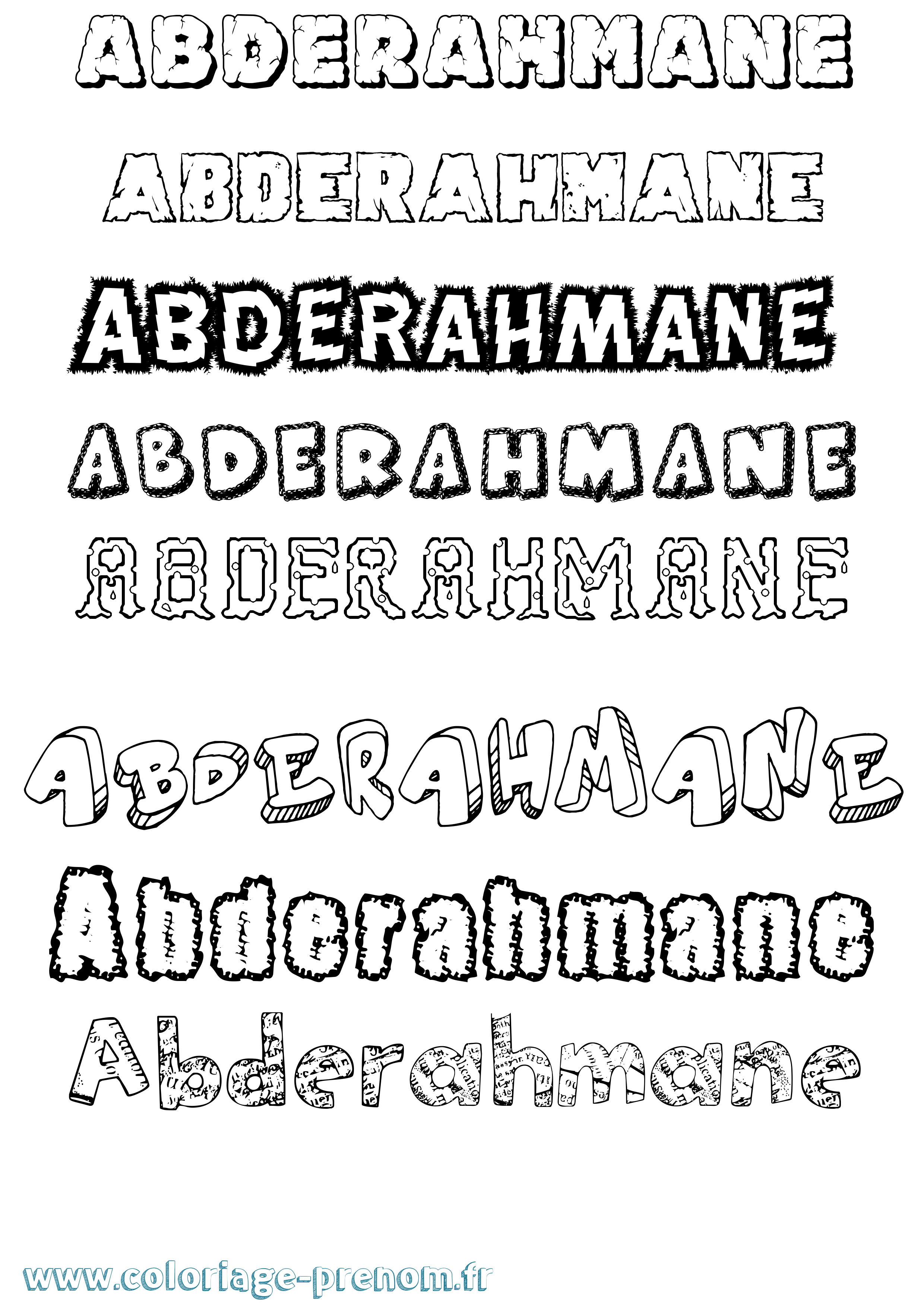 Coloriage prénom Abderahmane Destructuré