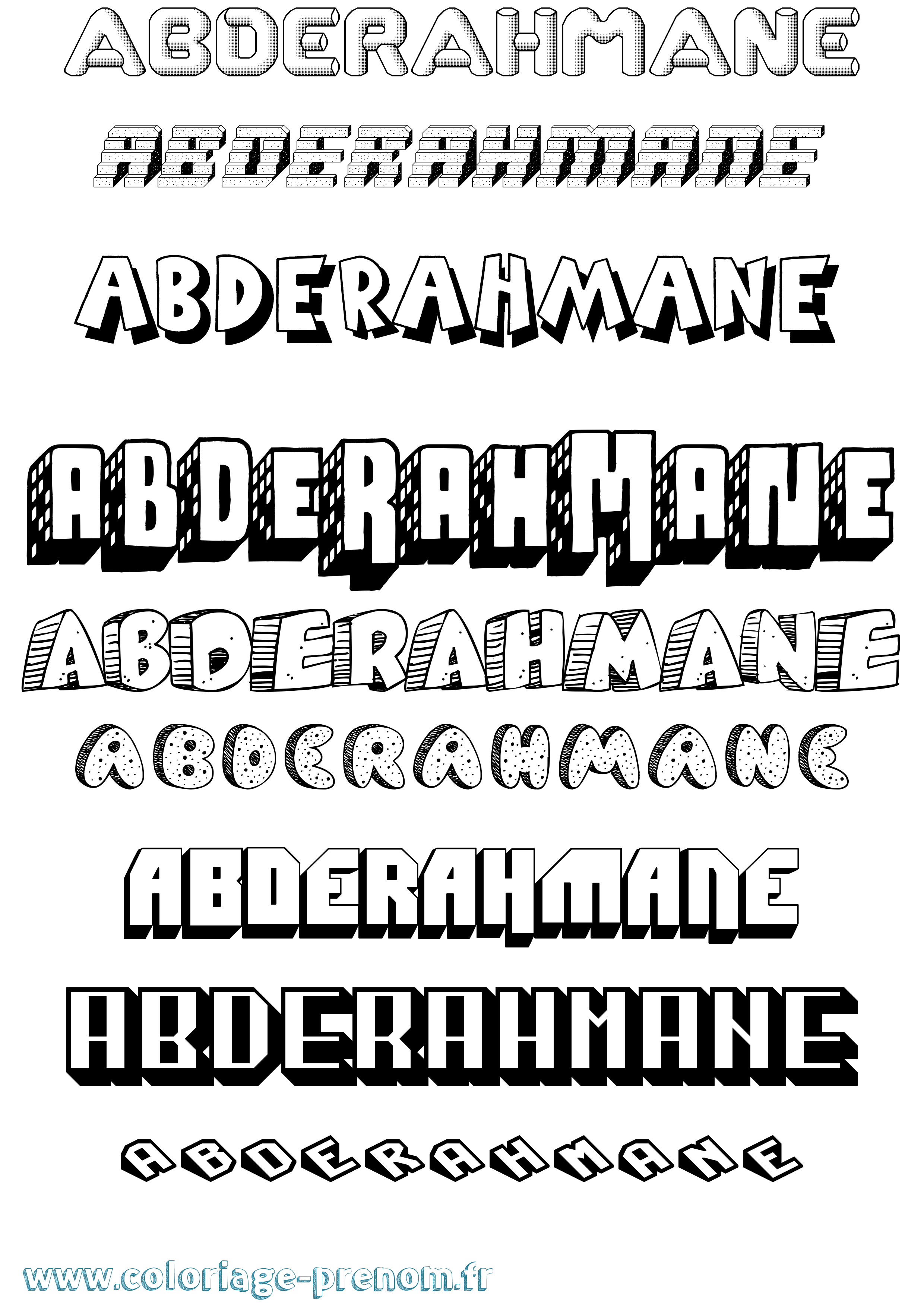 Coloriage prénom Abderahmane Effet 3D