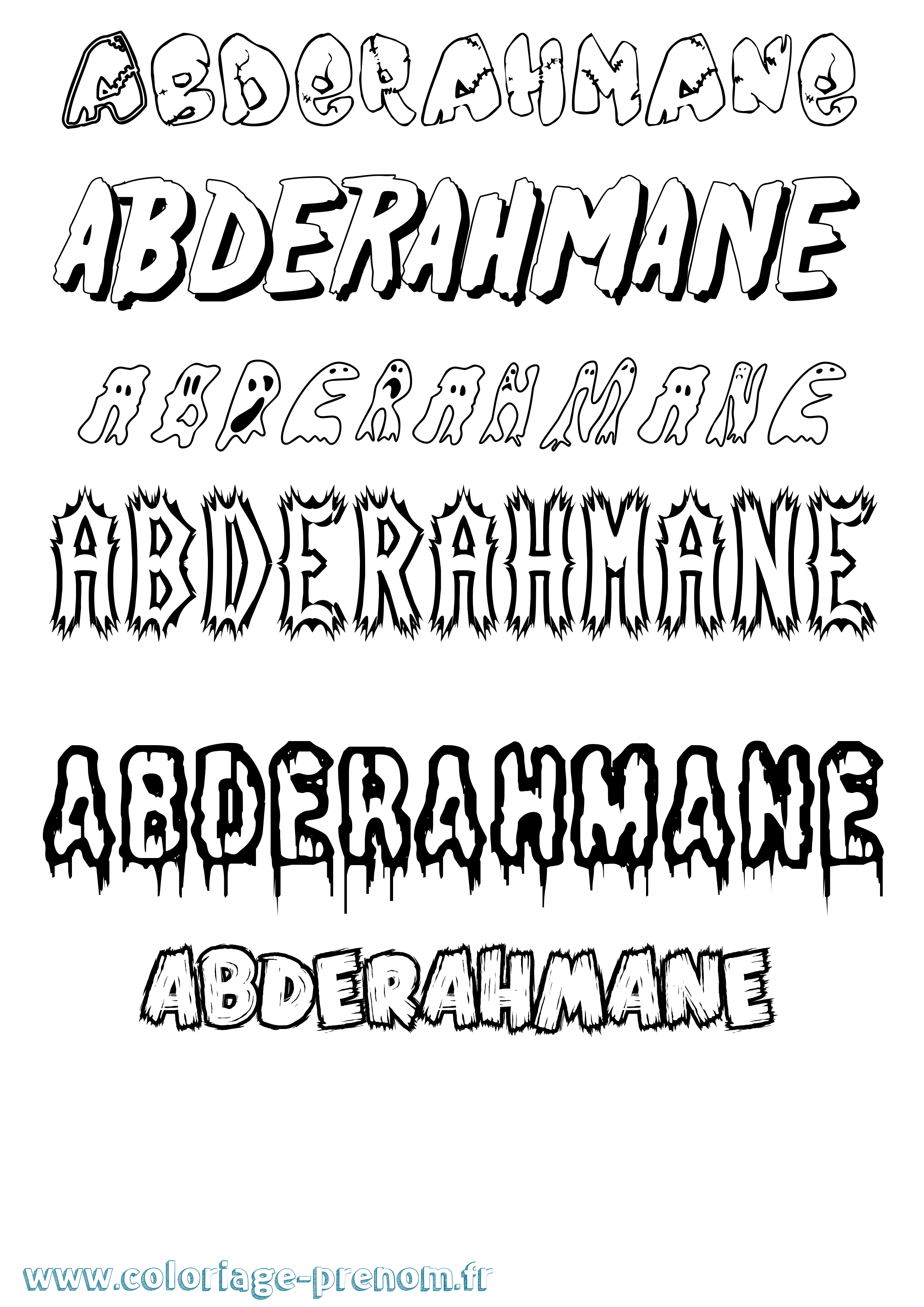 Coloriage prénom Abderahmane Frisson