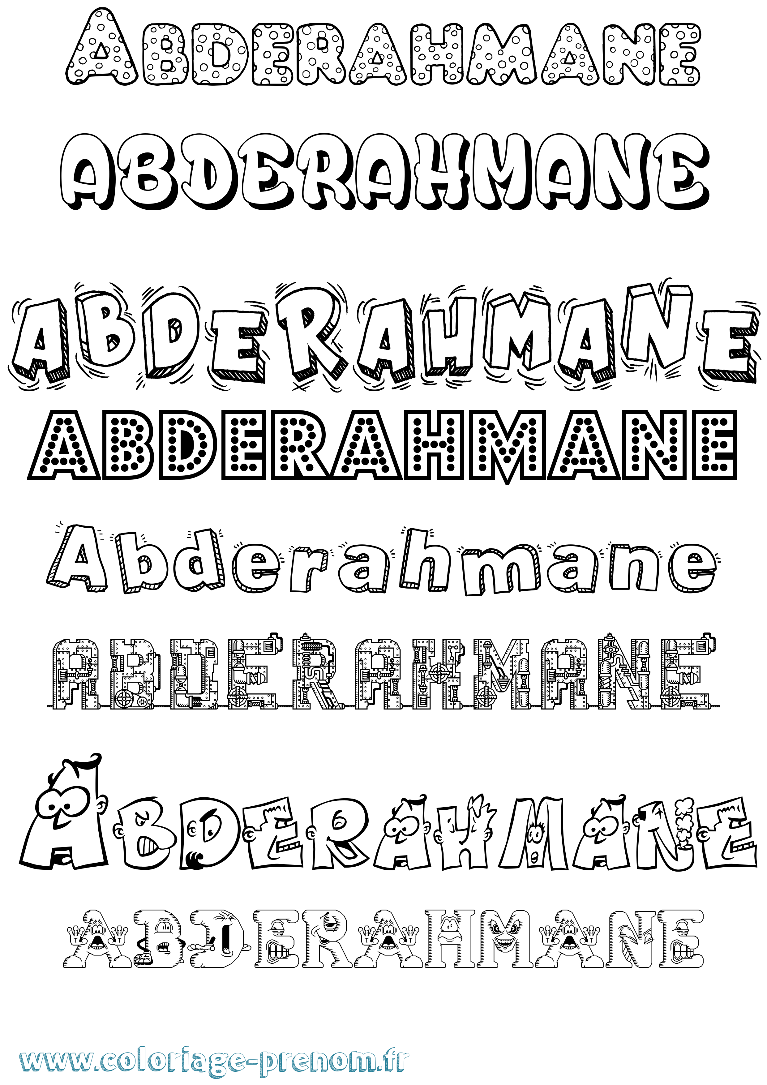 Coloriage prénom Abderahmane Fun