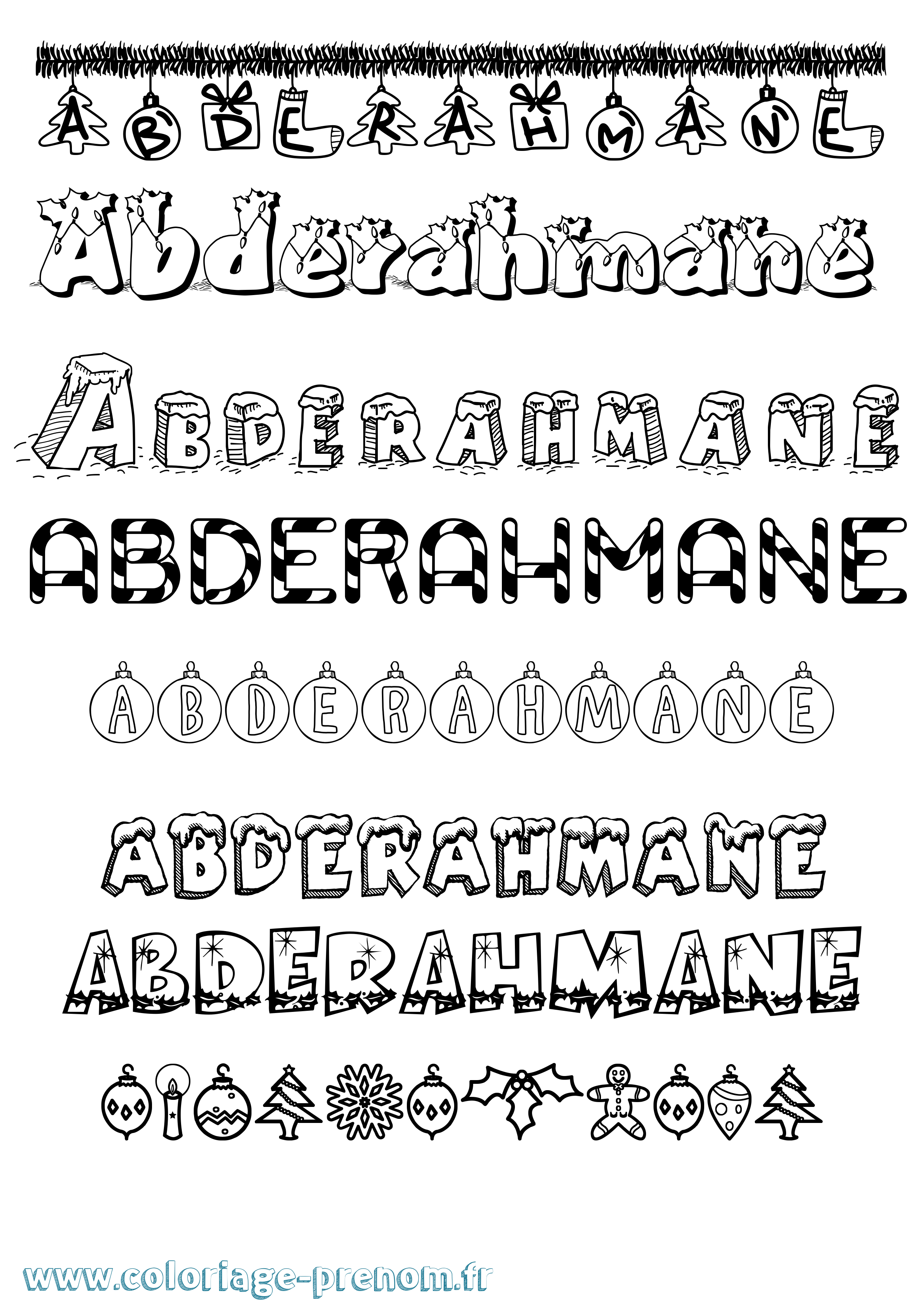 Coloriage prénom Abderahmane Noël