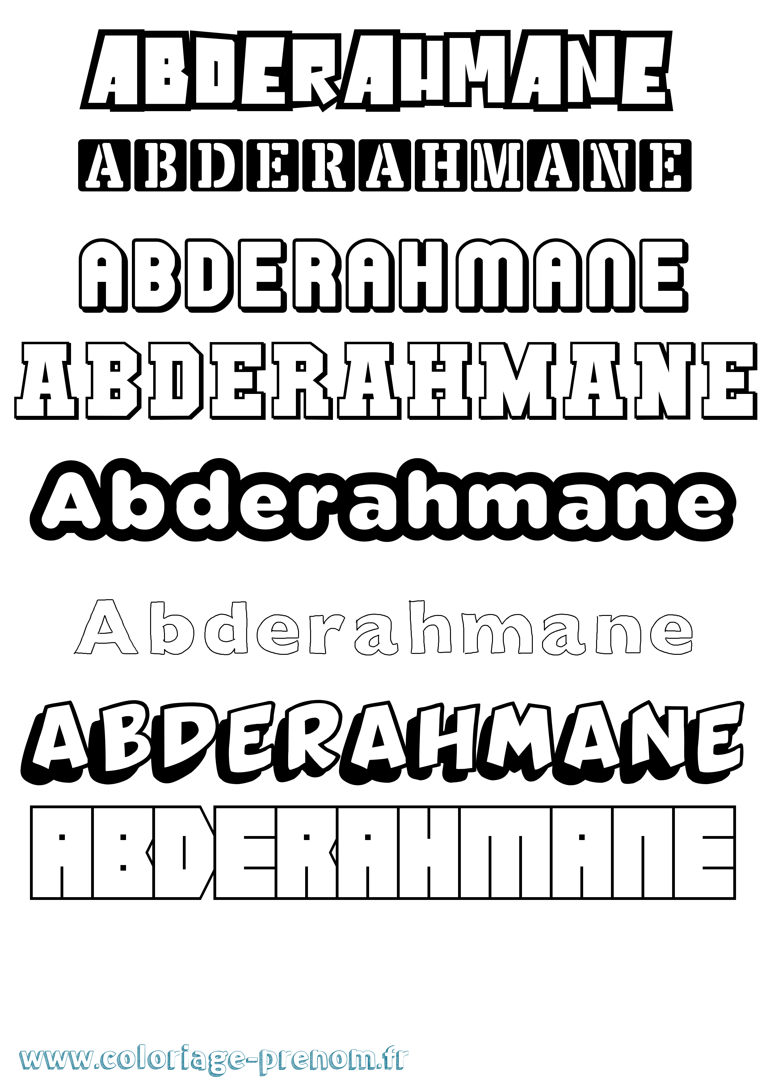 Coloriage prénom Abderahmane Simple